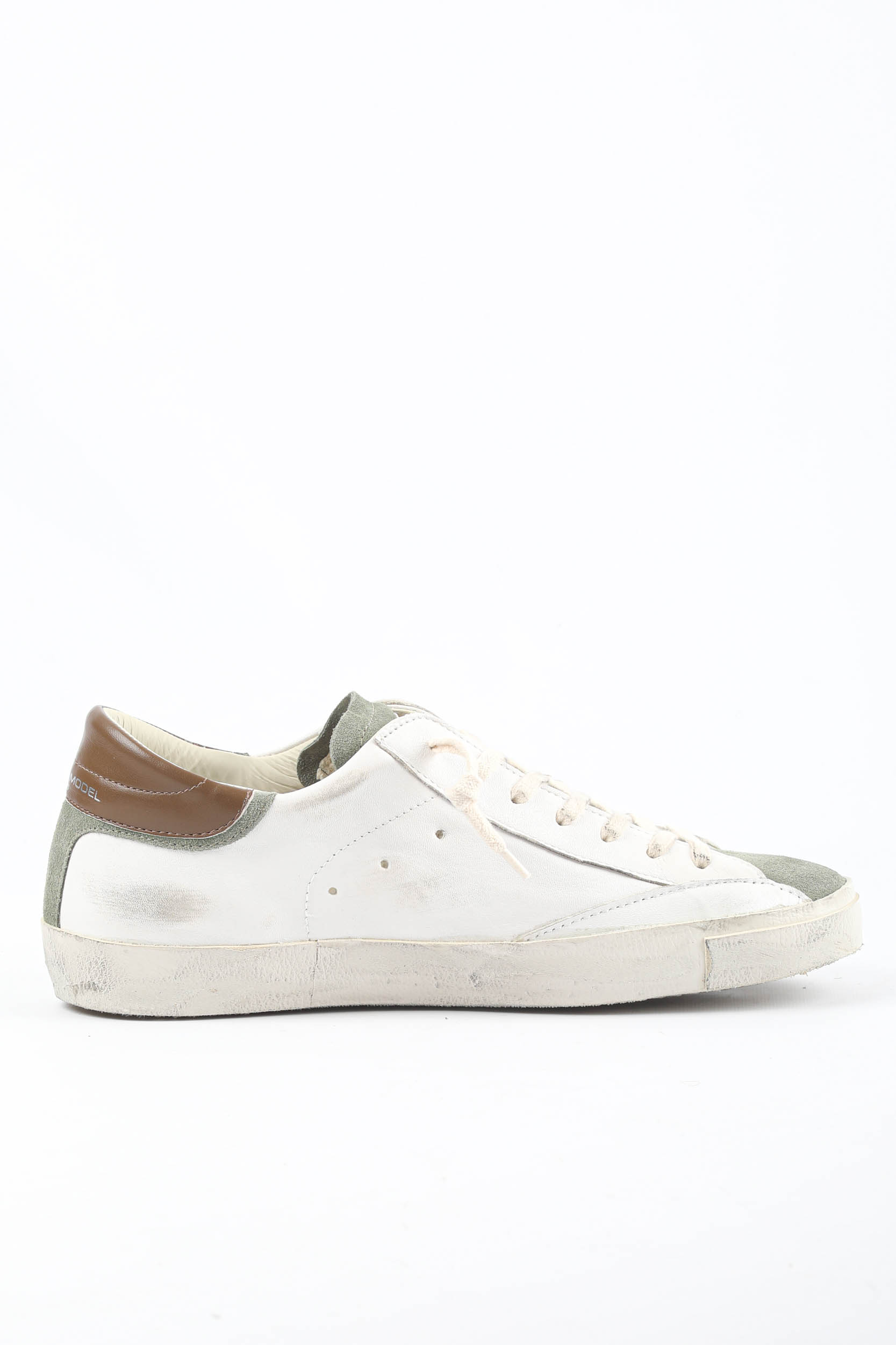 BASKETS PHILIPPE MODEL BLANCHES/KAKI PRLU-WX11