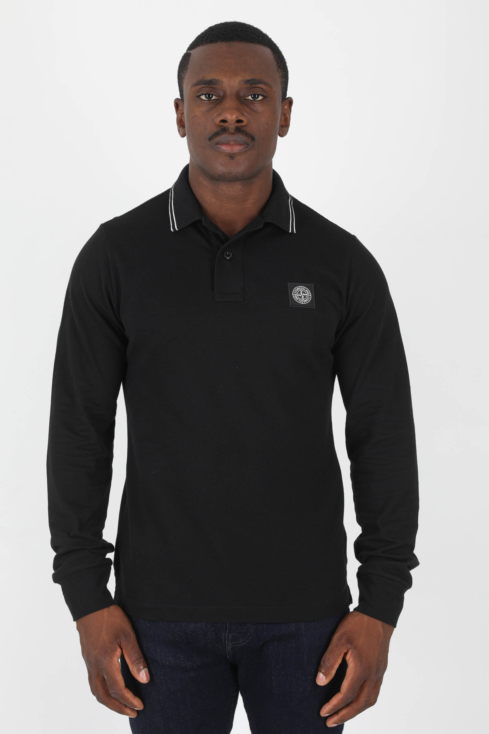 POLO MANCHES LONGUES STONE ISLAND NOIR 77152SS18-V0029