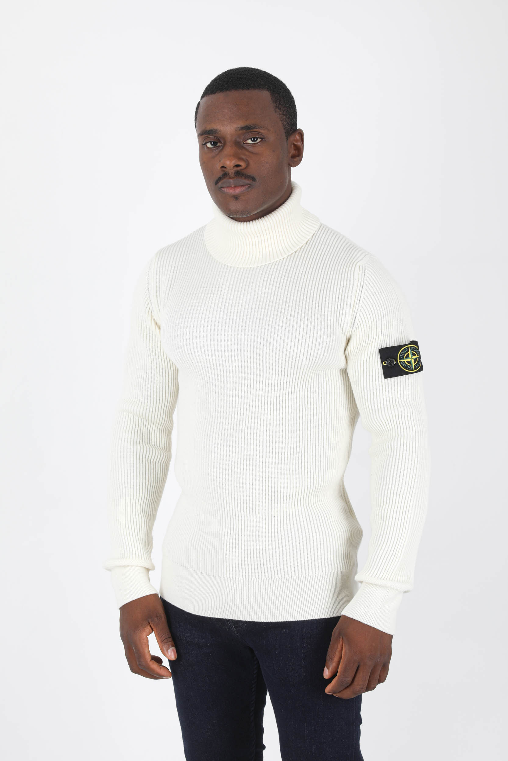 PULL COL ROULE STONE ISLAND ECRU 7715552C2-V0099