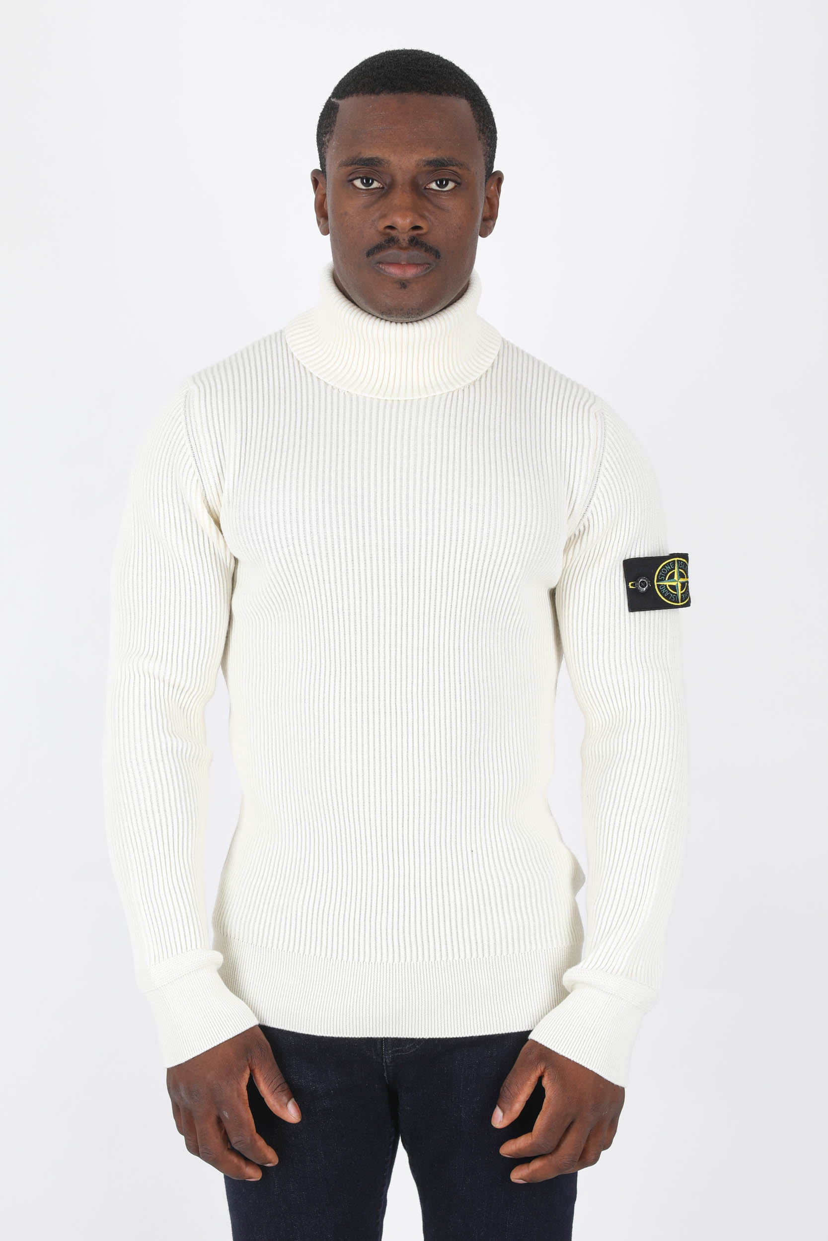 PULL COL ROULE STONE ISLAND ECRU 7715552C2-V0099