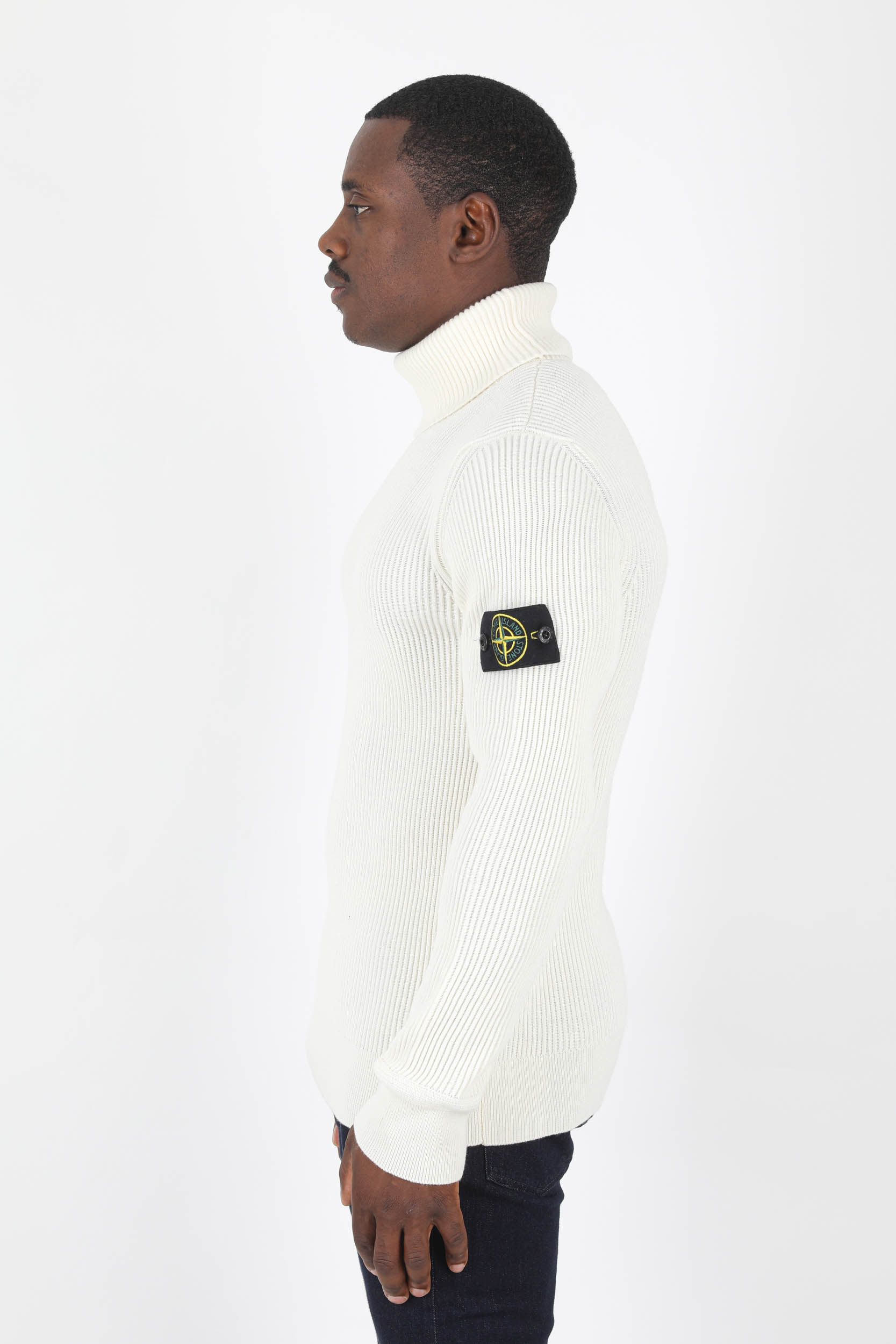 PULL COL ROULE STONE ISLAND ECRU 7715552C2-V0099