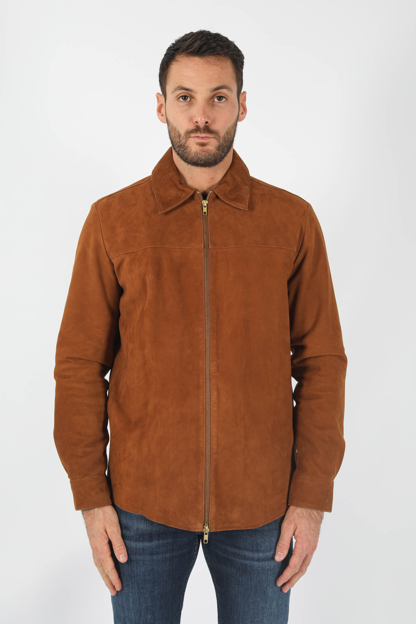BLOUSON EN PEAU MARRON NNO7 ZIPSUEDE-802