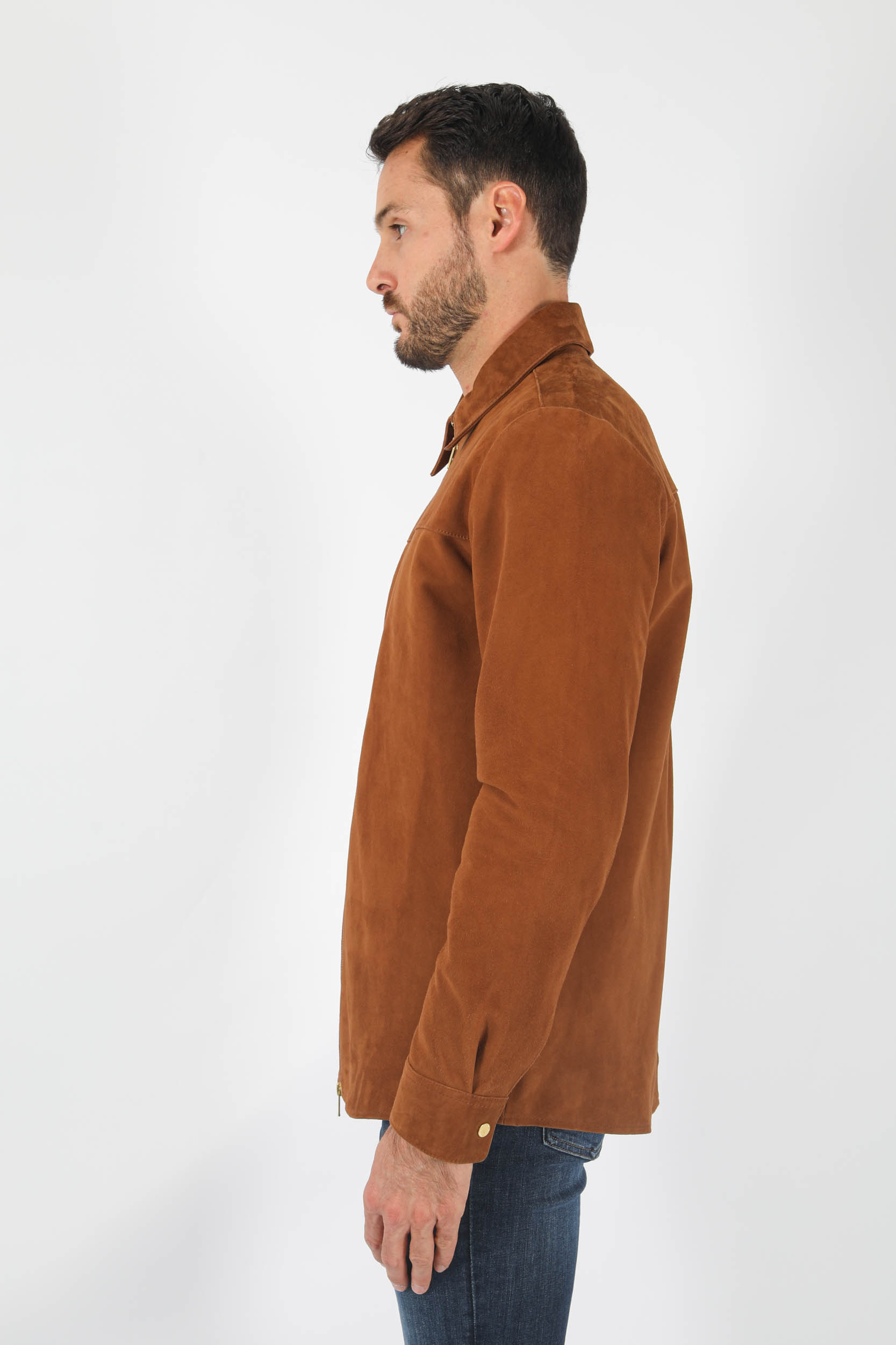 BLOUSON EN PEAU MARRON NNO7 ZIPSUEDE-802