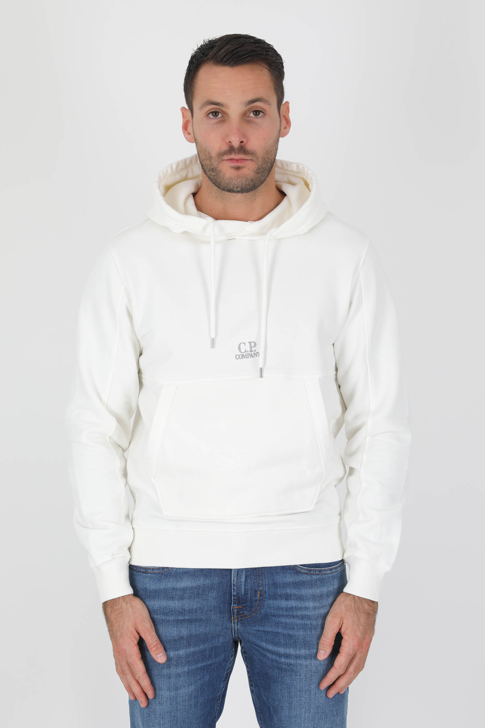 SWEAT A CAPUCHE C.P COMPANY BLANC S009A-103
