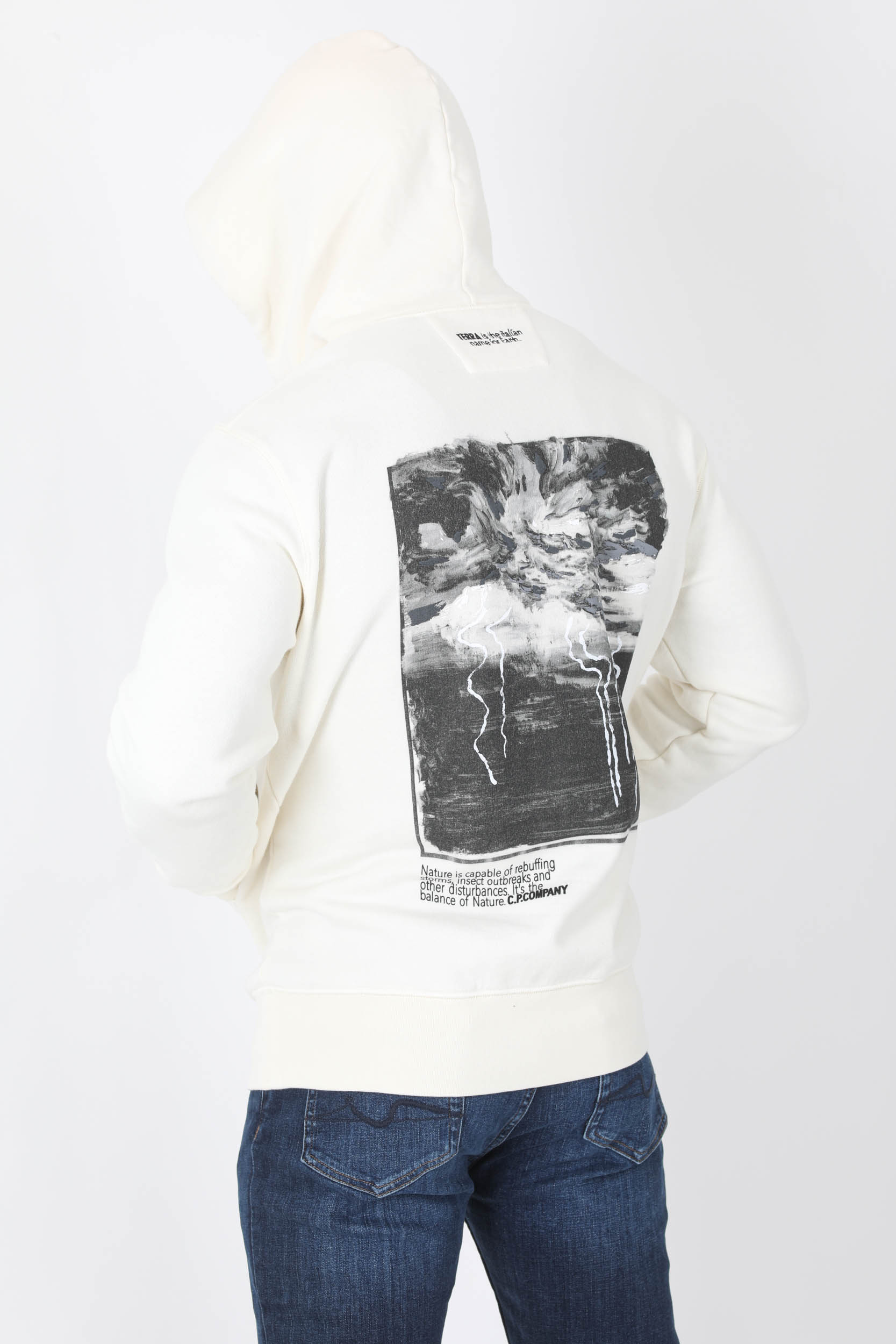 SWEAT A CAPUCHE C.P COMPANY BLANC ECLAIRS S326A-115