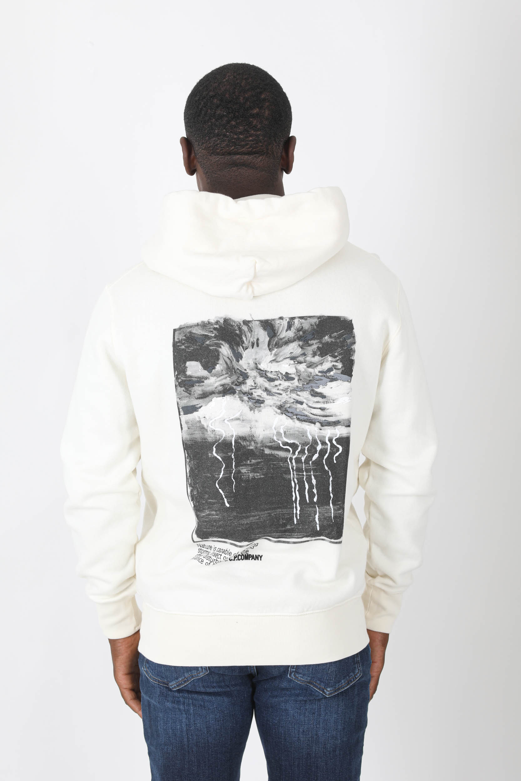 SWEAT A CAPUCHE C.P COMPANY BLANC ECLAIRS S326A-115