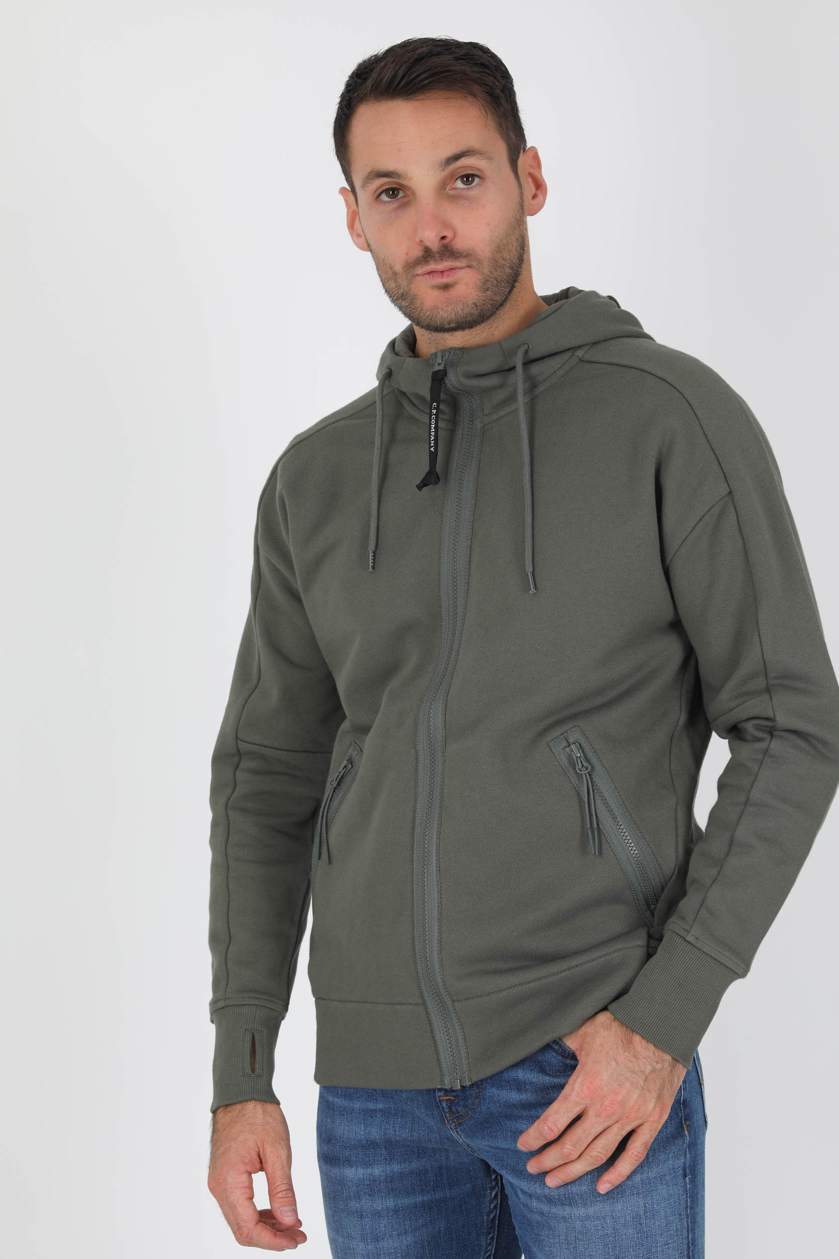 SWEAT ZIPPE C.P COMPANY LUNETTES KAKI S082A-669
