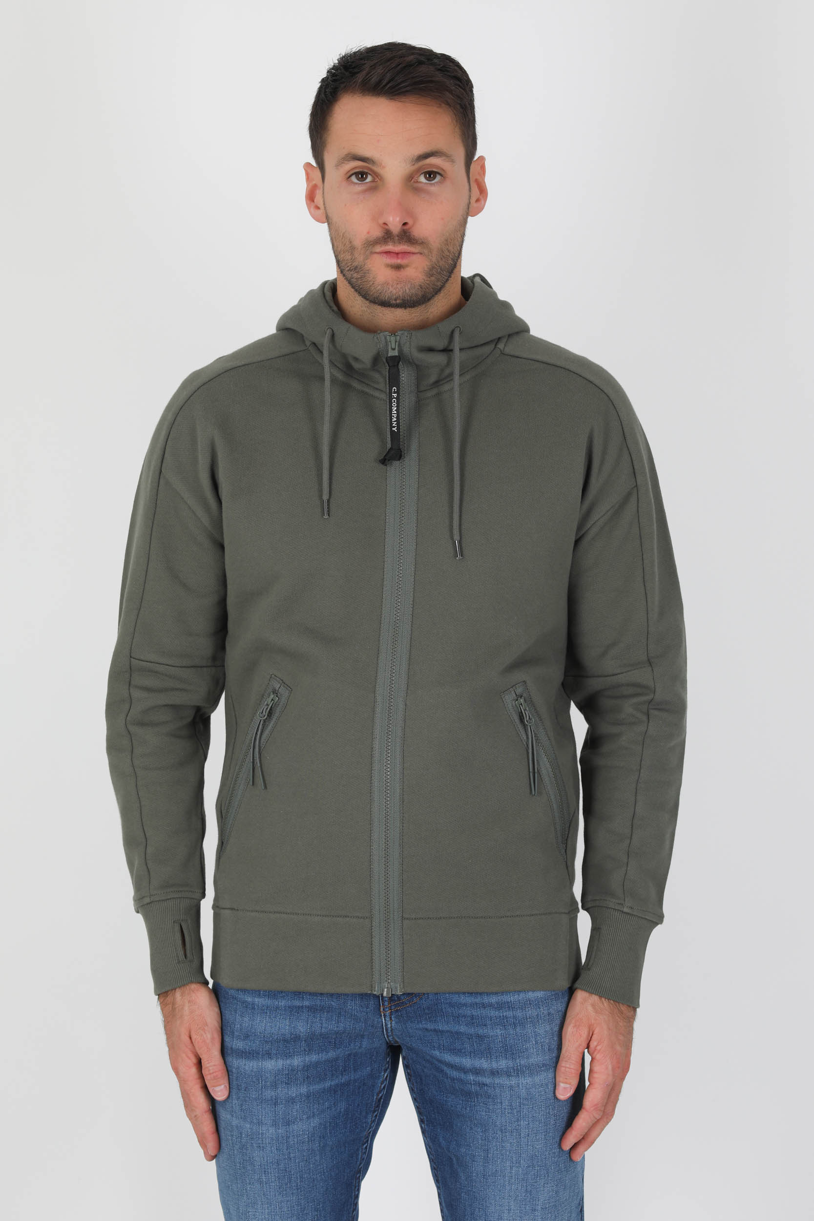 SWEAT ZIPPE C.P COMPANY LUNETTES KAKI S082A-669