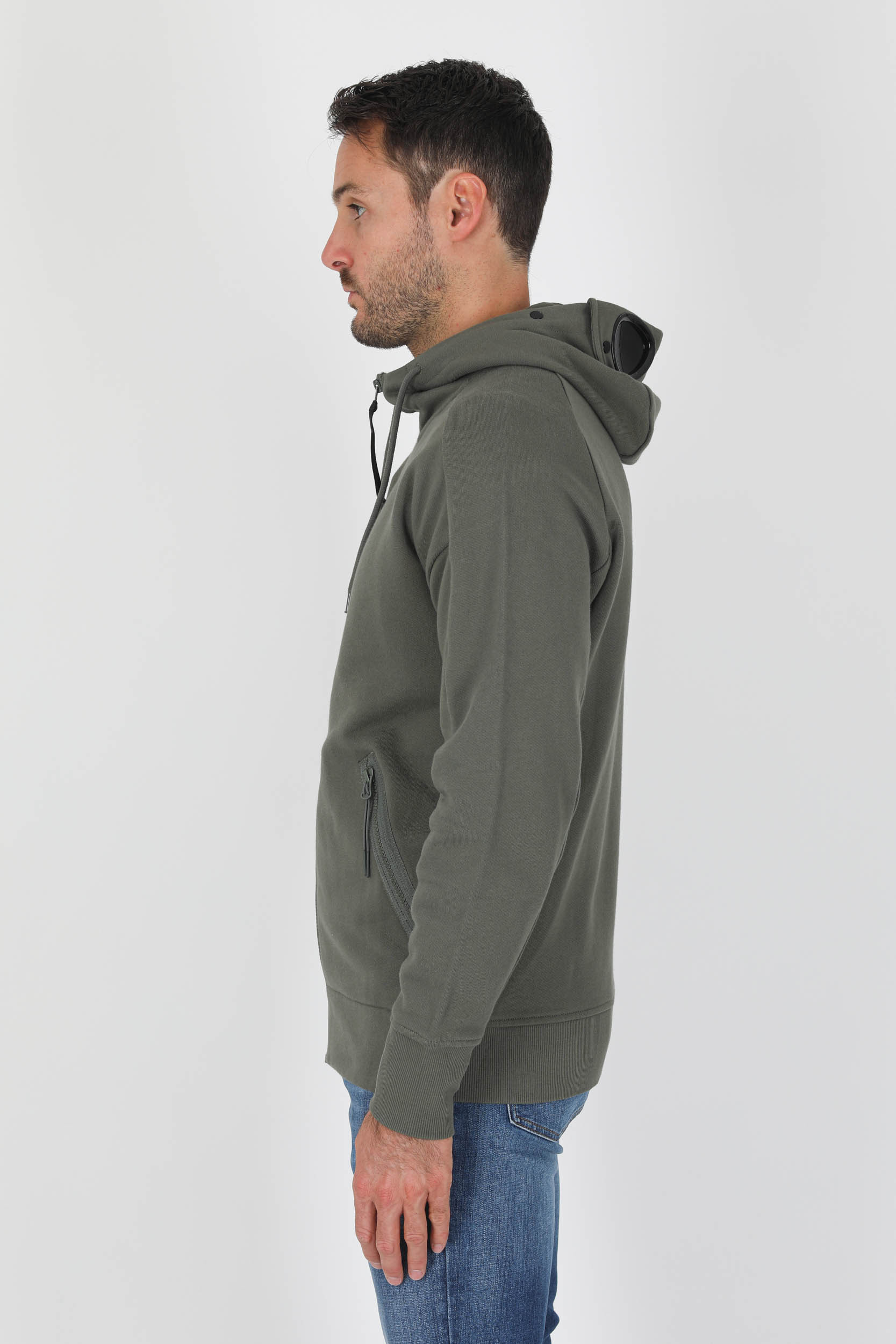 SWEAT ZIPPE C.P COMPANY LUNETTES KAKI S082A-669