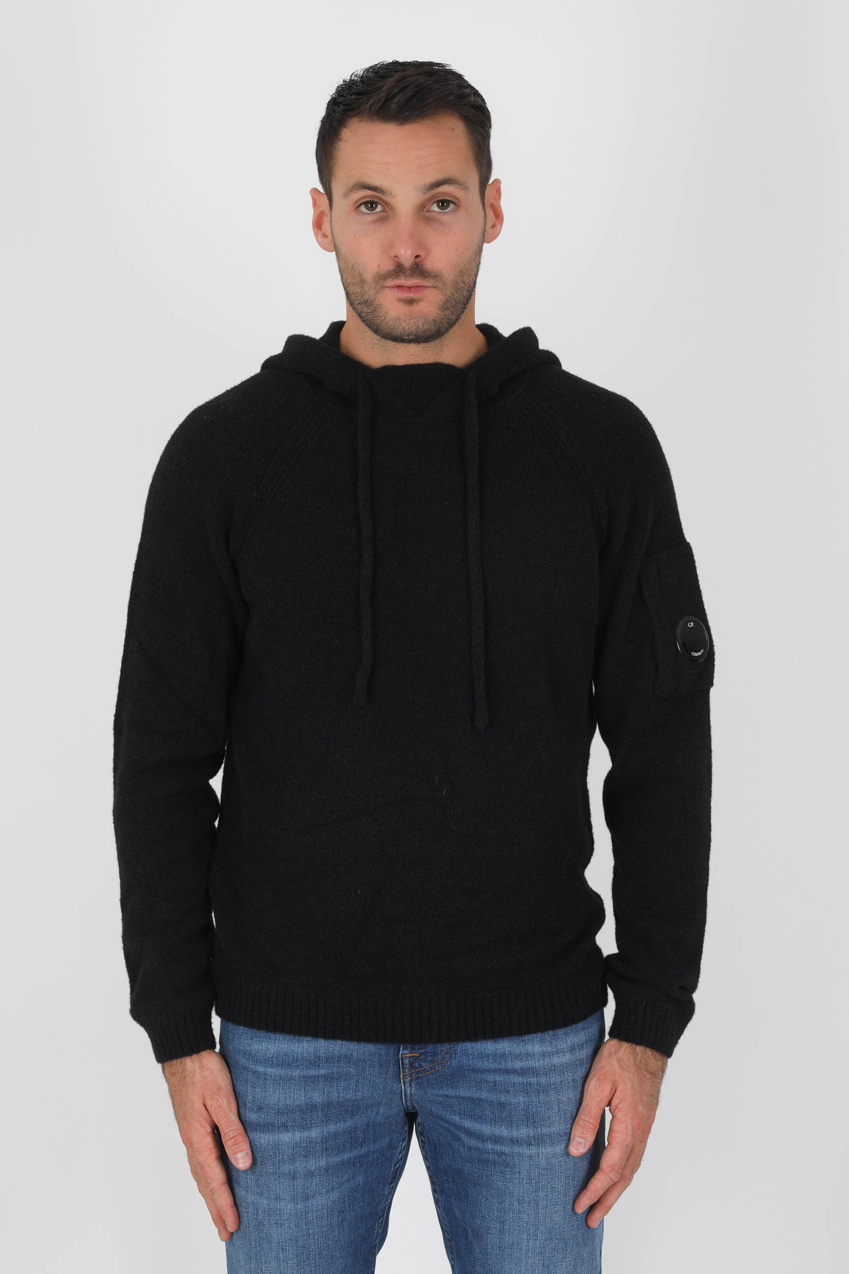 PULL EN LAINE A CAPUCHE C.P COMPANY NOIR N198A-999