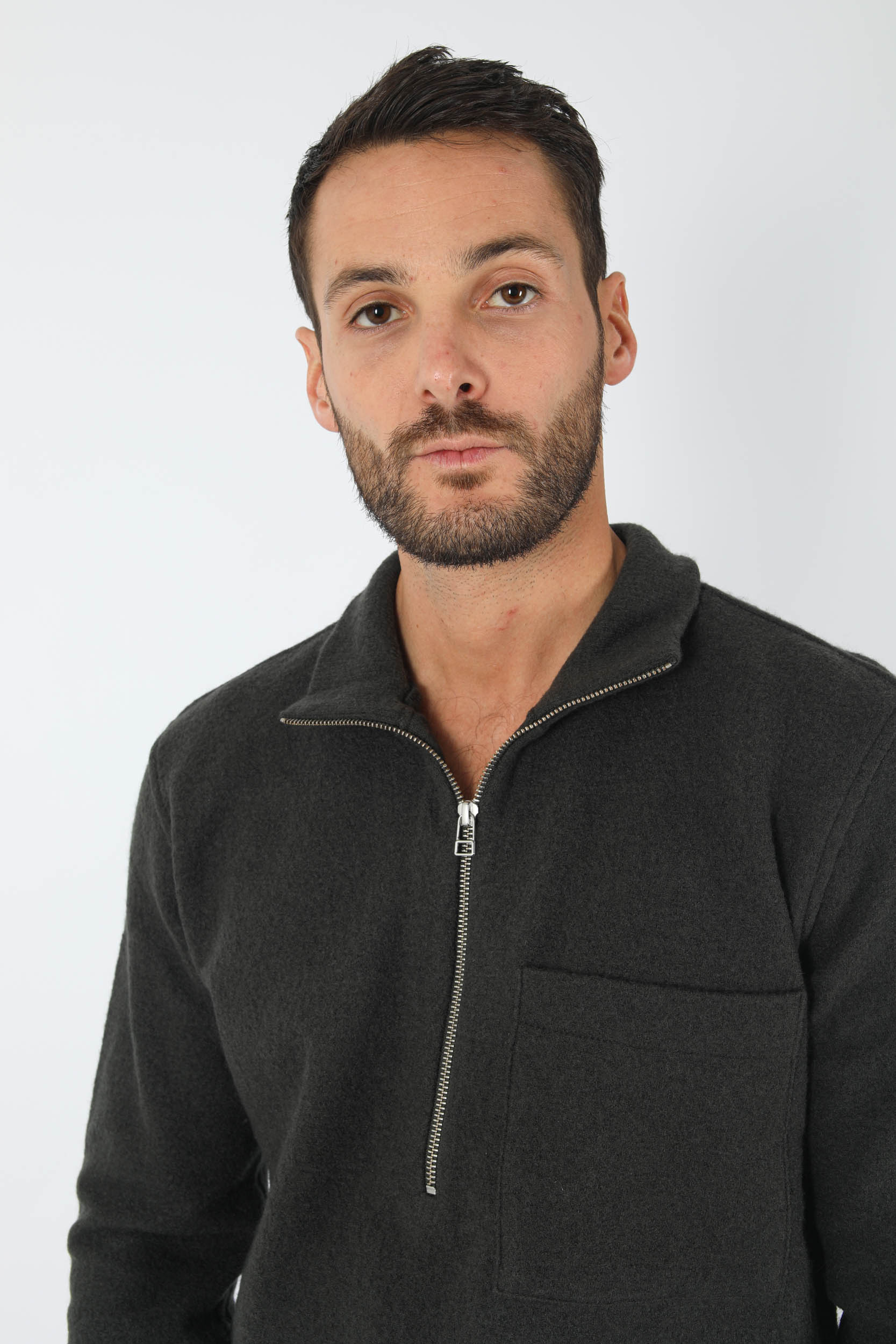 PULL DEMI ZIPPE NNO7 KAKI ANDERS-ARMY