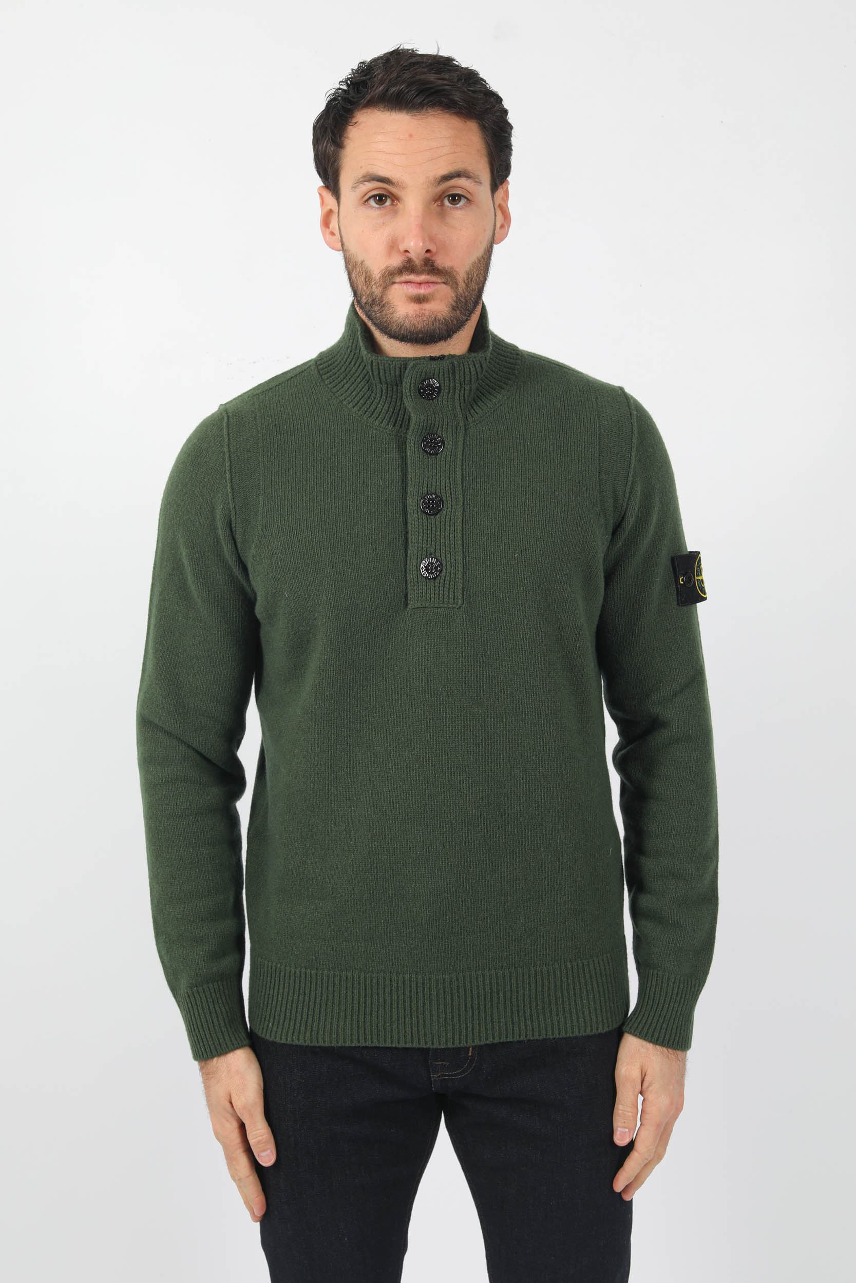 PULL COL CAMIONEUR STONE ISLAND KAKI 7715540A3-V0058