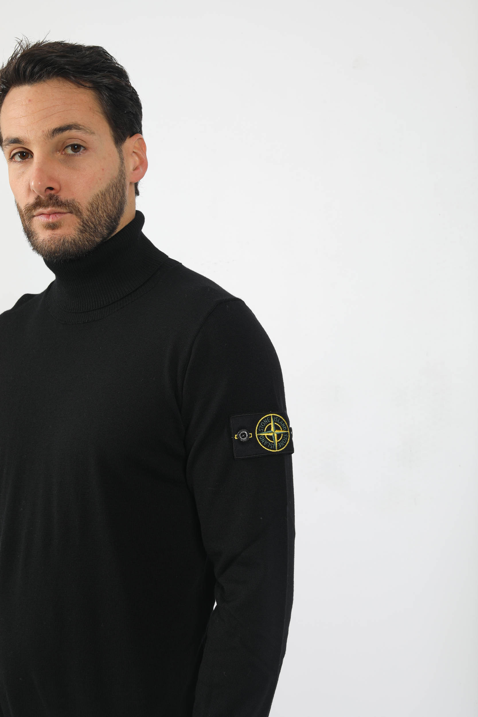PULL COL ROULE MERINOS STONE ISLAND NOIR 7715525C4-V0029