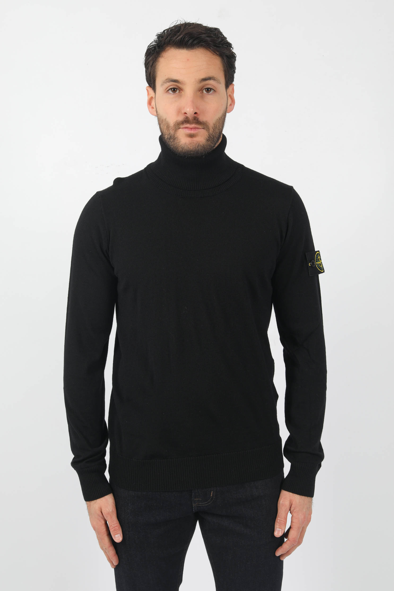 PULL COL ROULE MERINOS STONE ISLAND NOIR 7715525C4-V0029