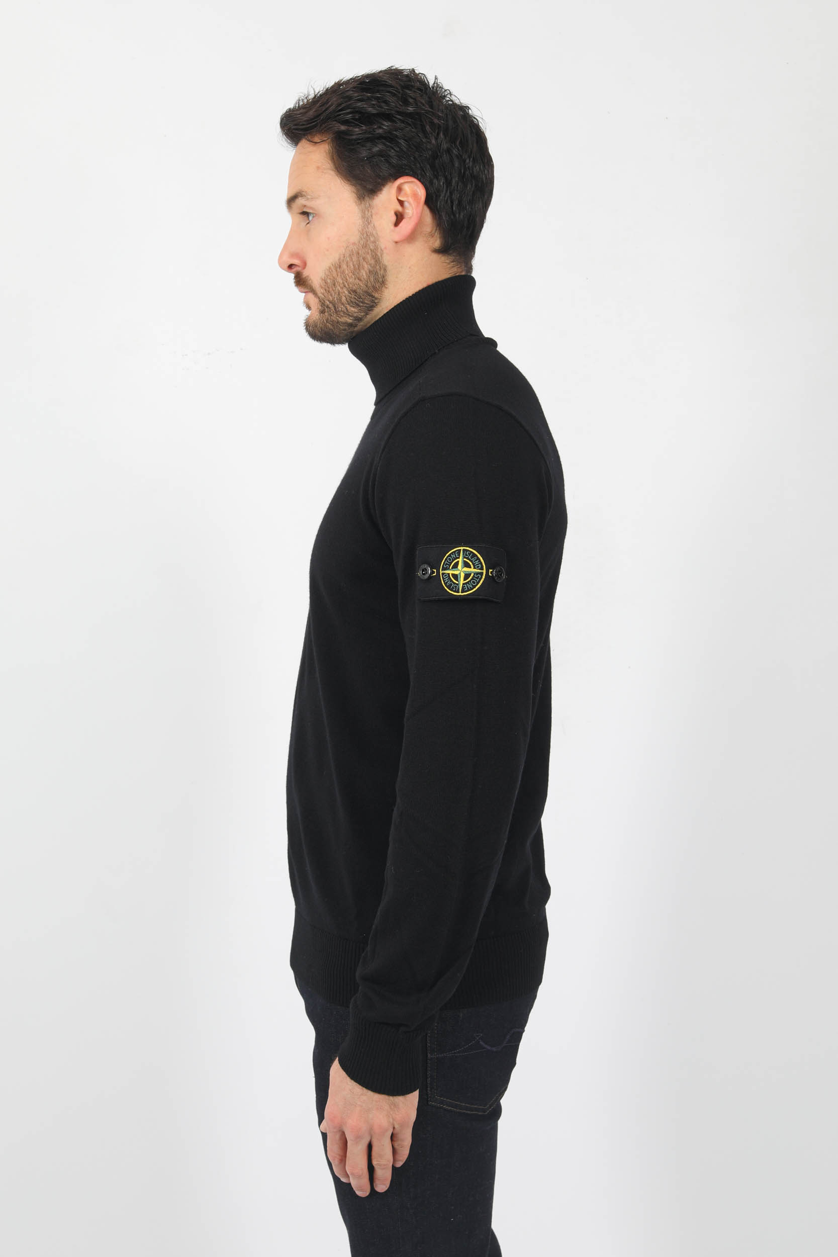 PULL COL ROULE MERINOS STONE ISLAND NOIR 7715525C4-V0029