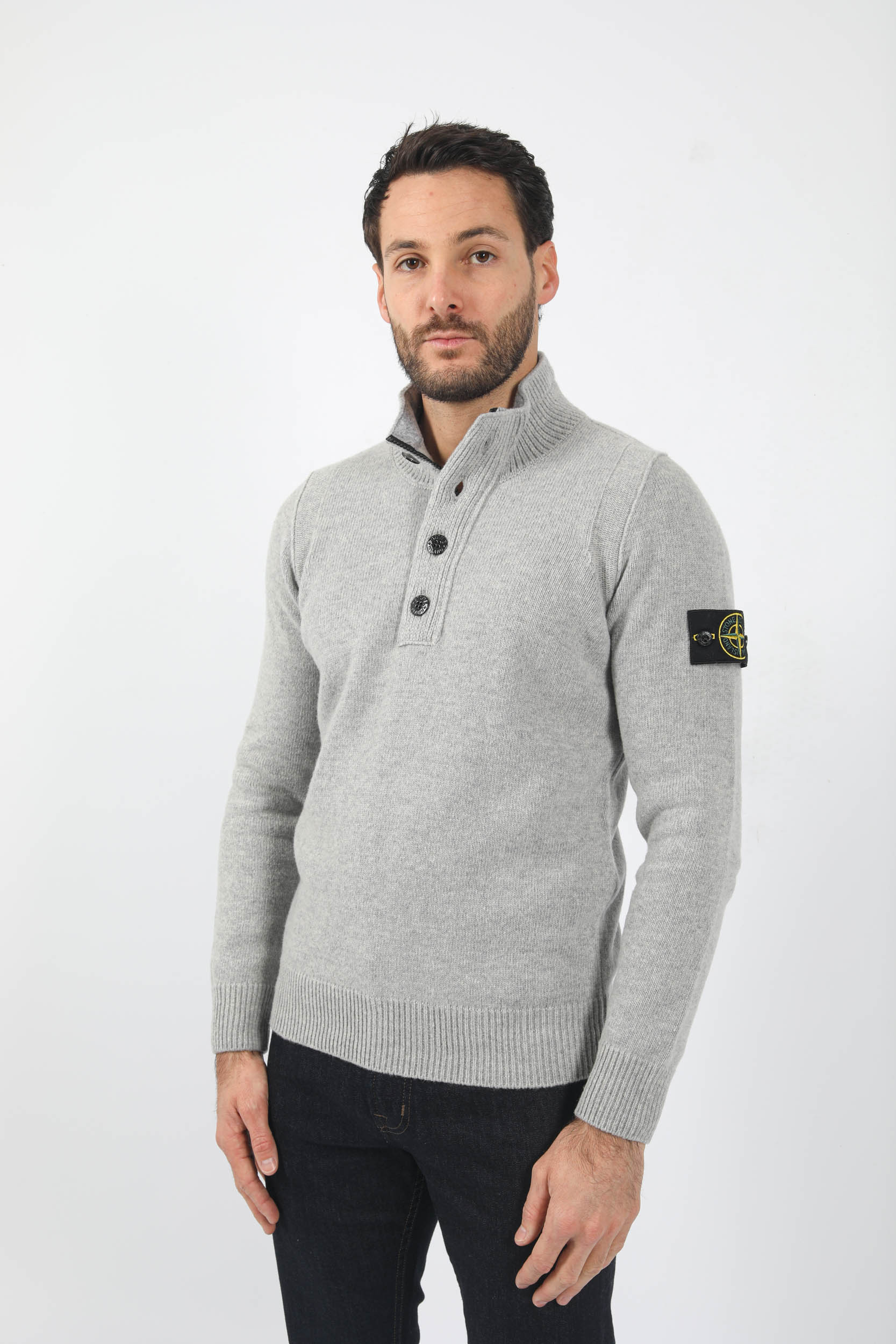 PULL COL CAMIONEUR STONE ISLAND GRIS 7715540A3-V0061