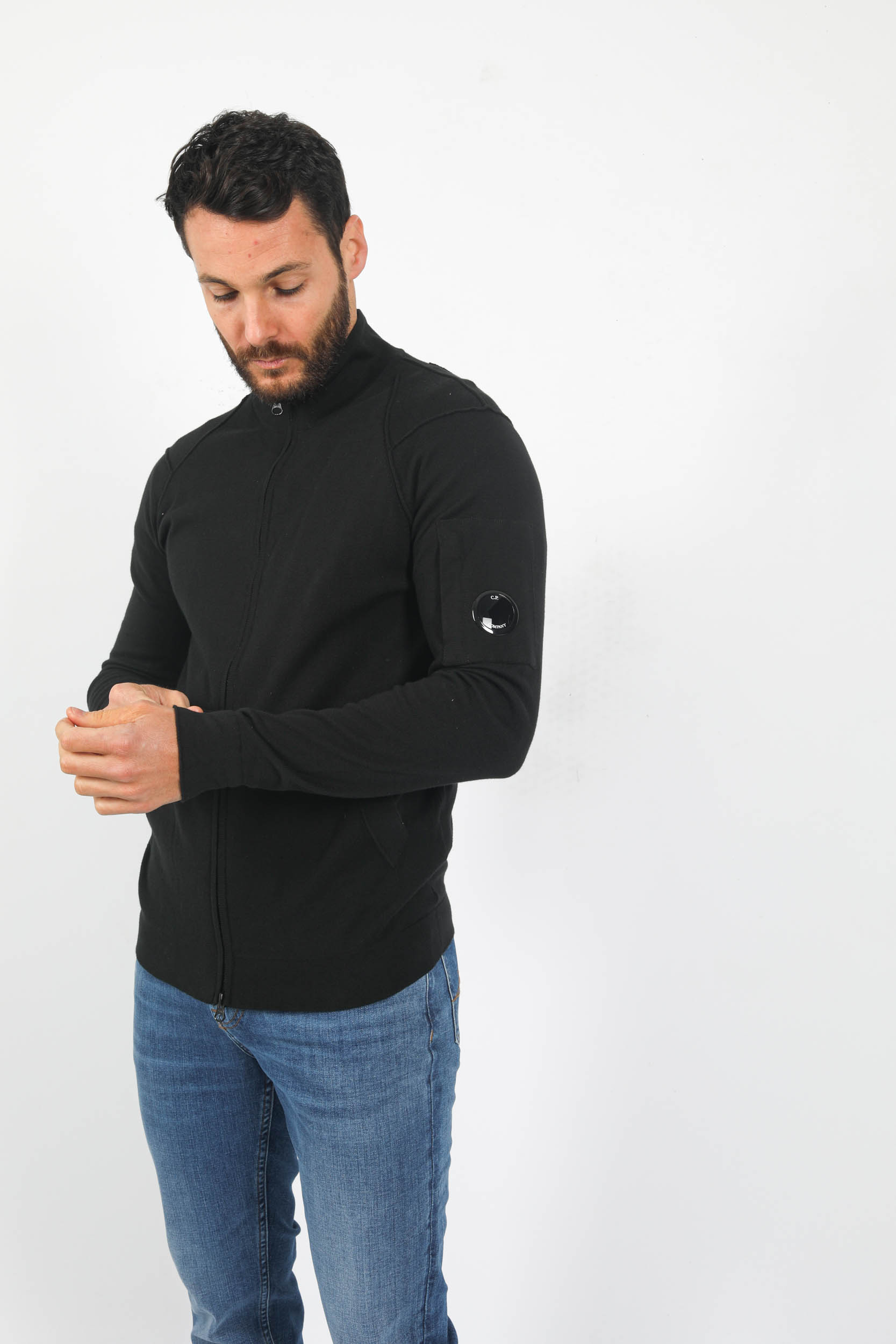 GILET ZIPPE C.P COMPANY COTON NOIR N144A-999
