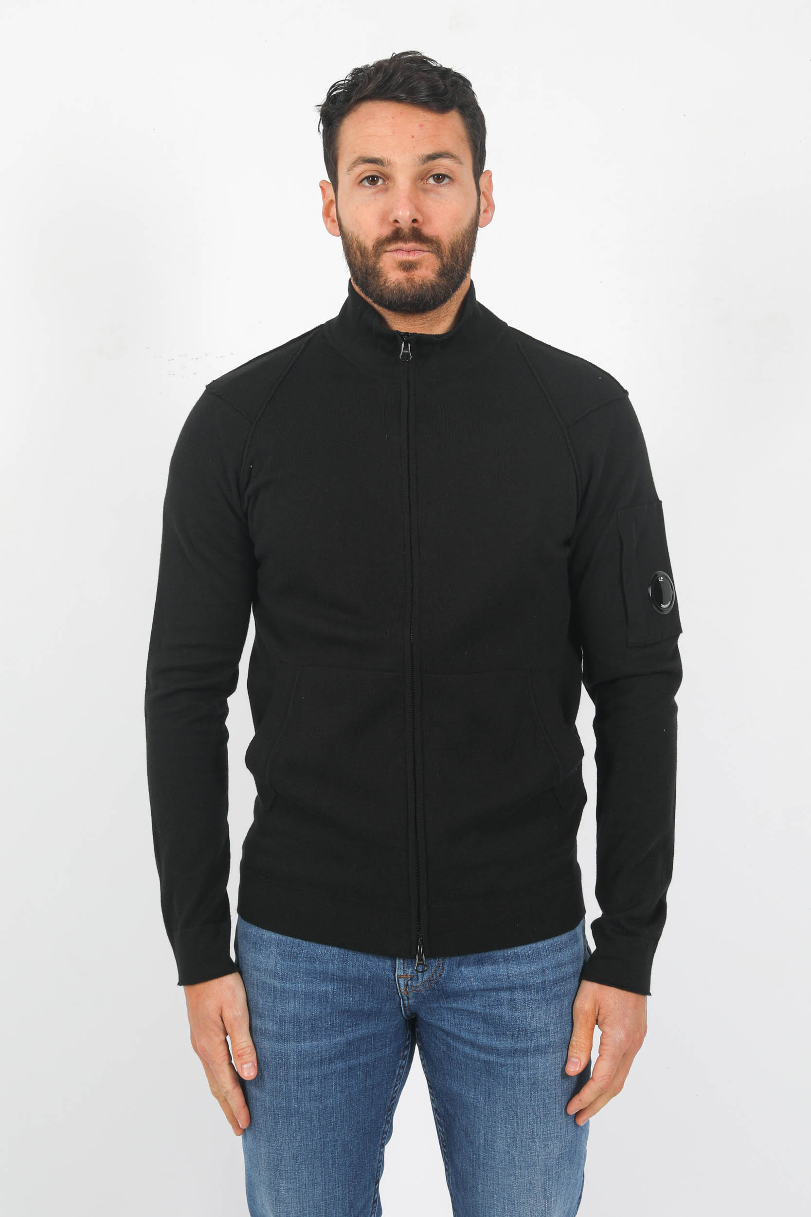 GILET ZIPPE C.P COMPANY COTON NOIR N144A-999