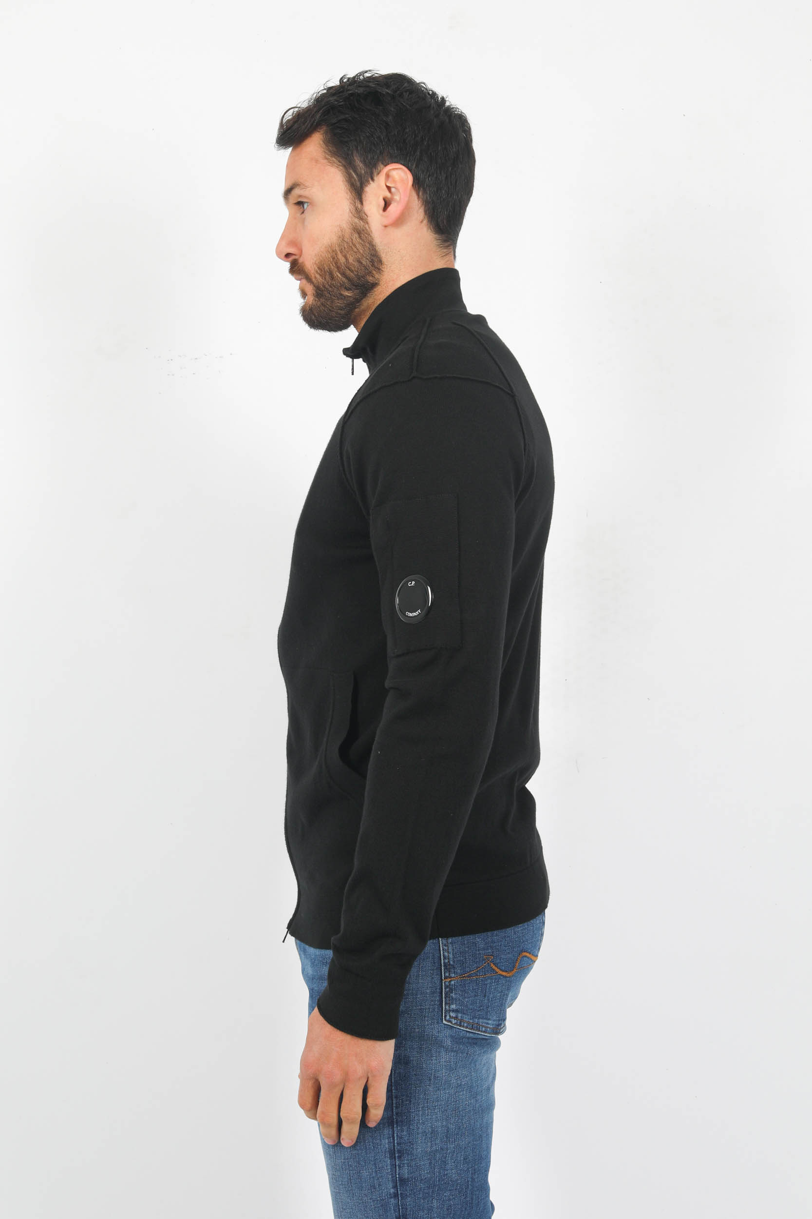 GILET ZIPPE C.P COMPANY COTON NOIR N144A-999