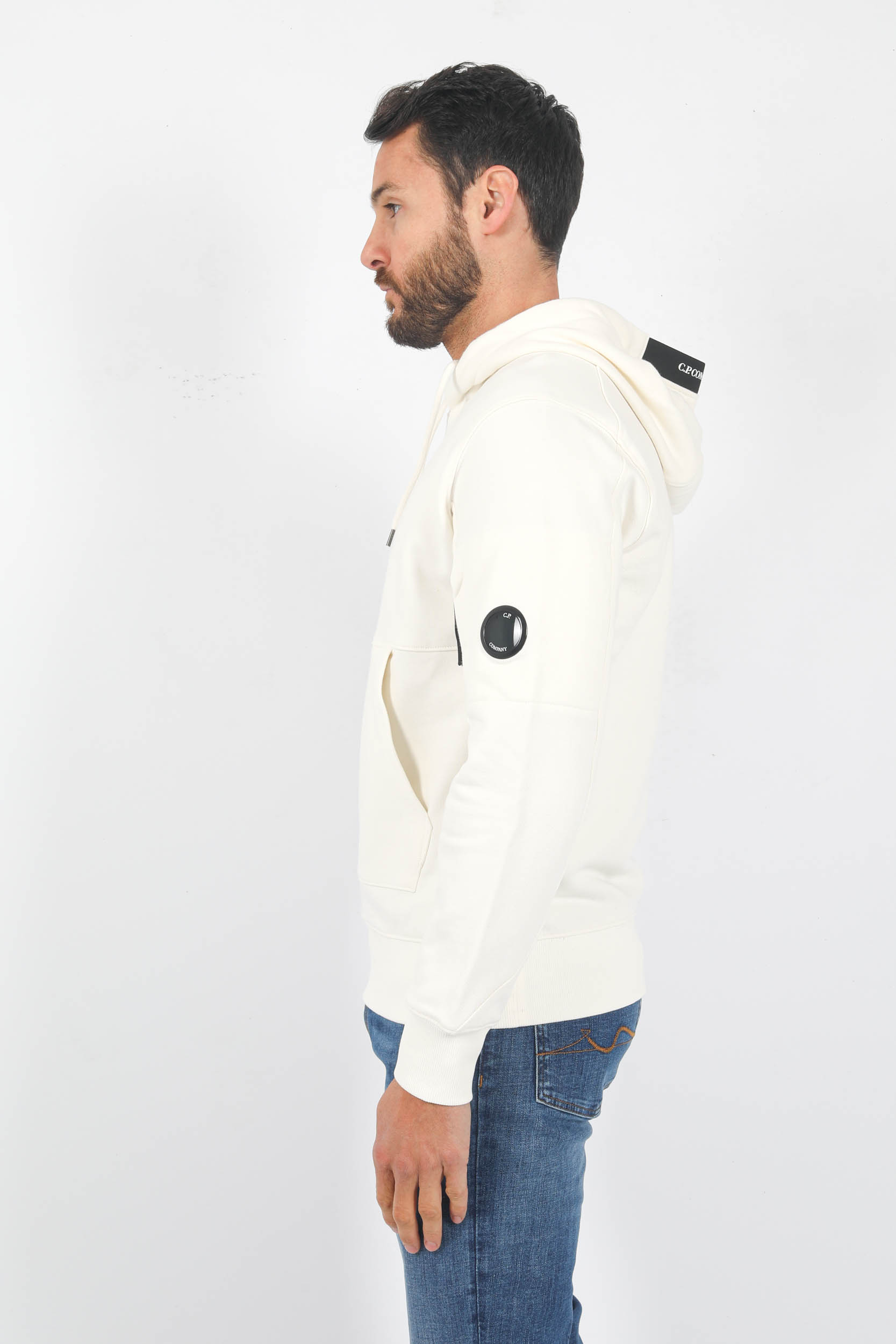 SWEAT A CAPUCHE C.P COMPANY BLANC S023A-103