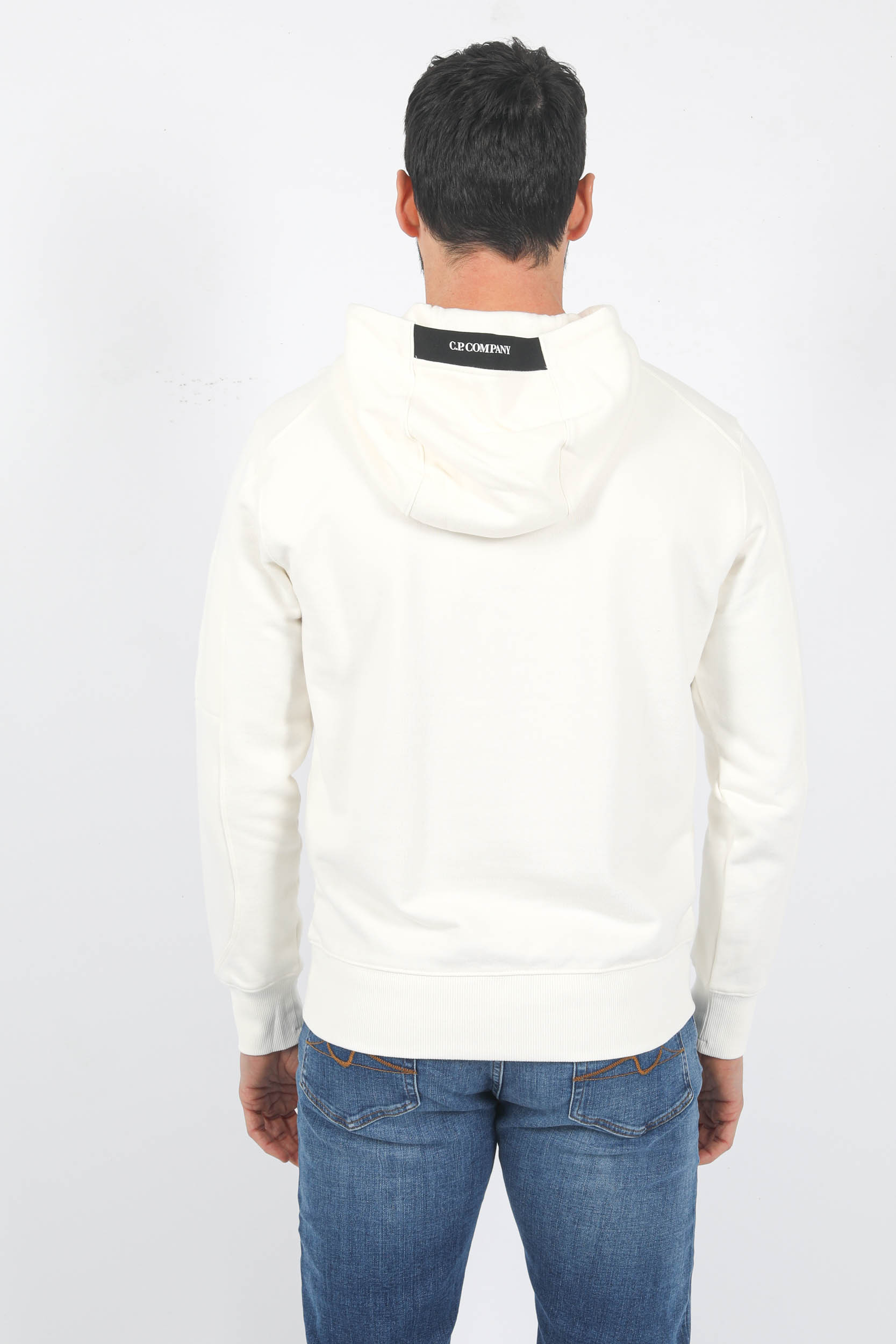 SWEAT A CAPUCHE C.P COMPANY BLANC S023A-103