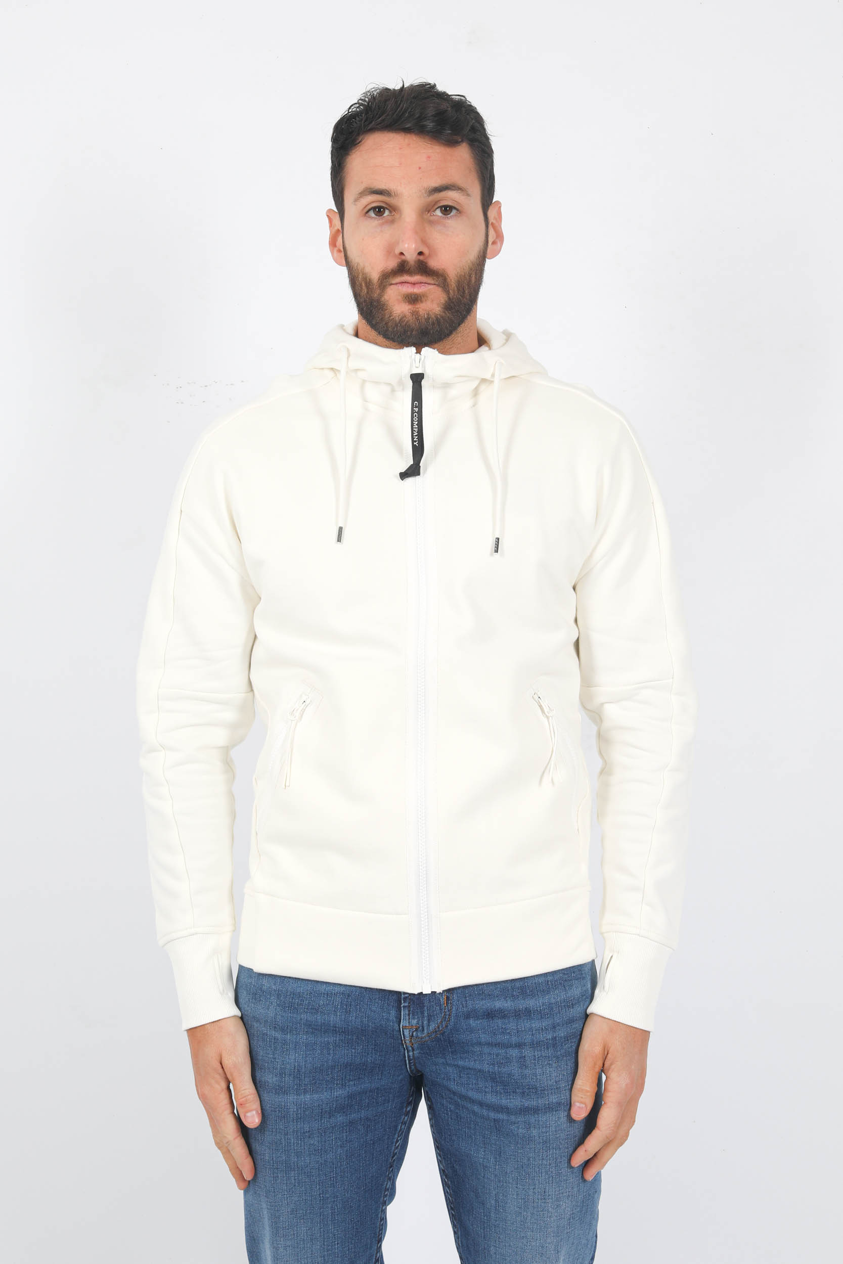 SWEAT ZIPPE C.P COMPANY LUNETTES BLANC S082A-103