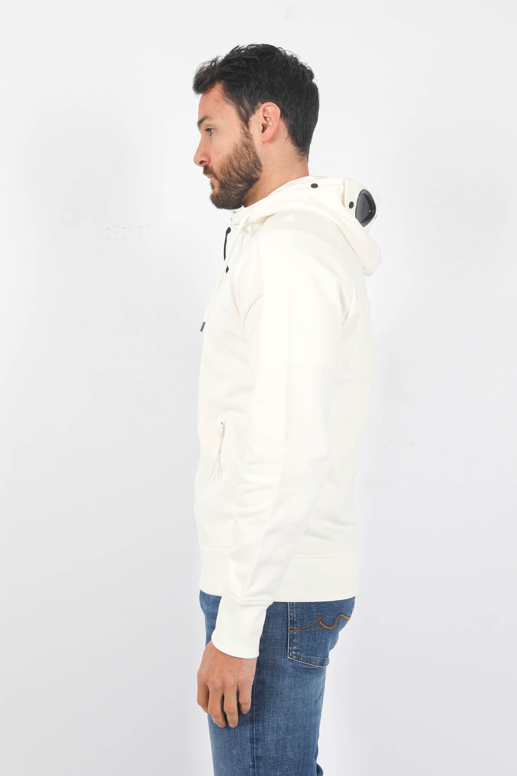 SWEAT ZIPPE C.P COMPANY LUNETTES BLANC S082A-103