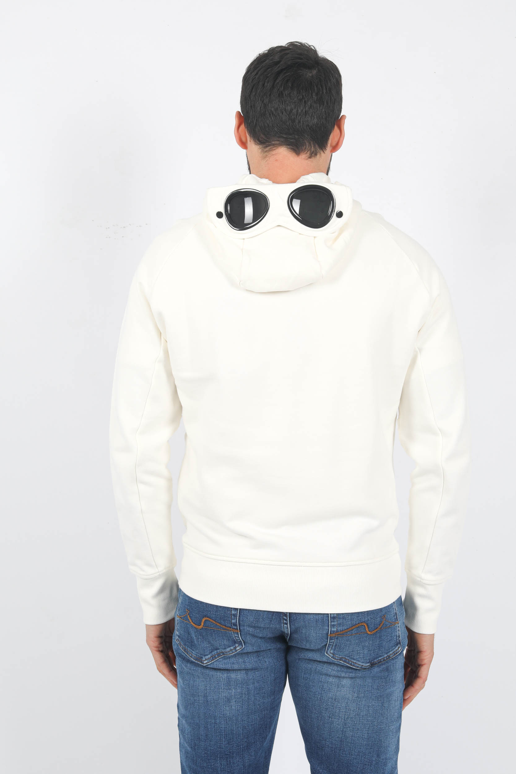 SWEAT ZIPPE C.P COMPANY LUNETTES BLANC S082A-103