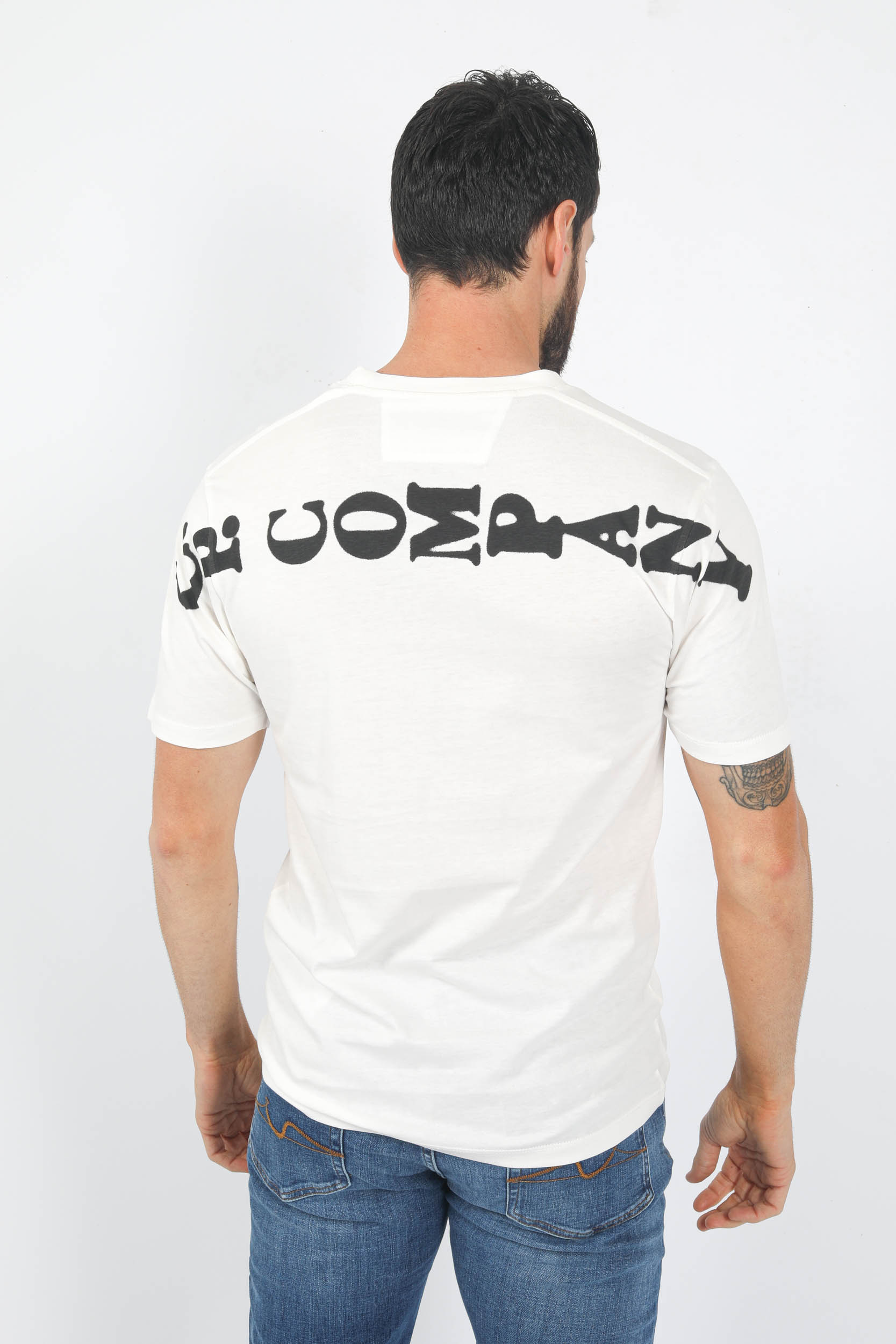 T-SHIRT C.P COMPANY BLANC LOGO HORIZONTAL S241A-103