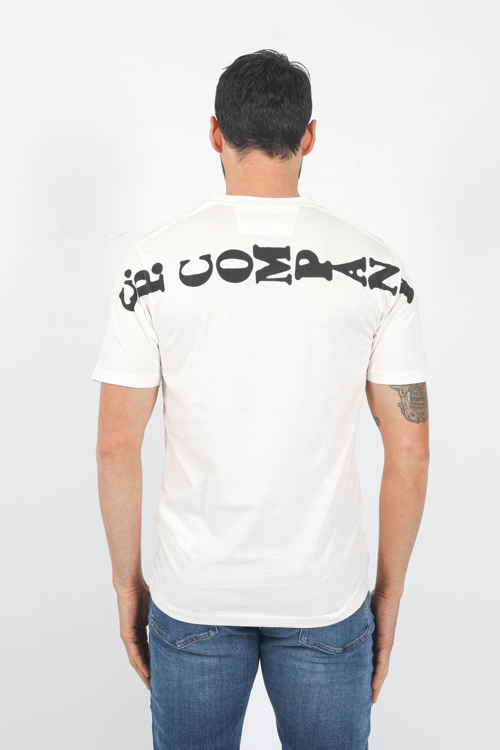T-SHIRT C.P COMPANY BLANC LOGO HORIZONTAL S241A-103