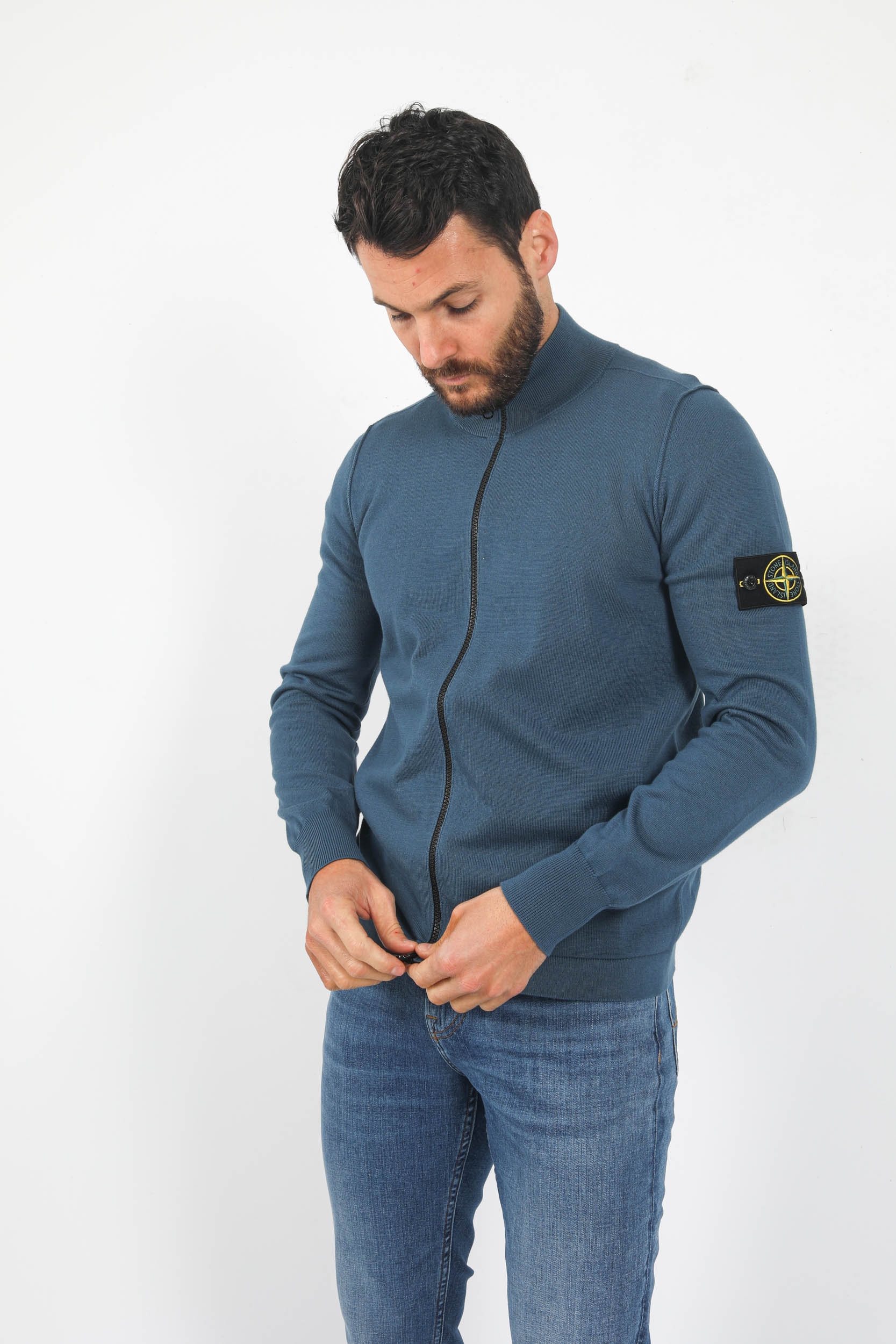 GILET ZIPPE STONE ISLAND BLEU 7815542B2-V0024