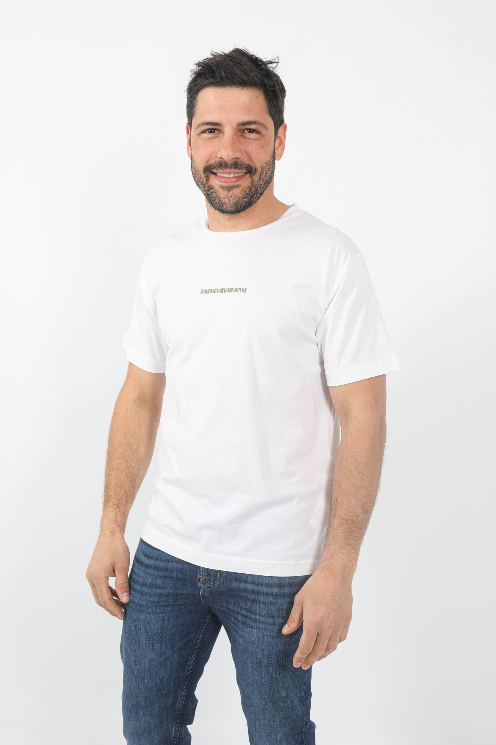 T-SHIRT STONE ISLAND BLANC LOGO CARRE 78152NS81-V0001