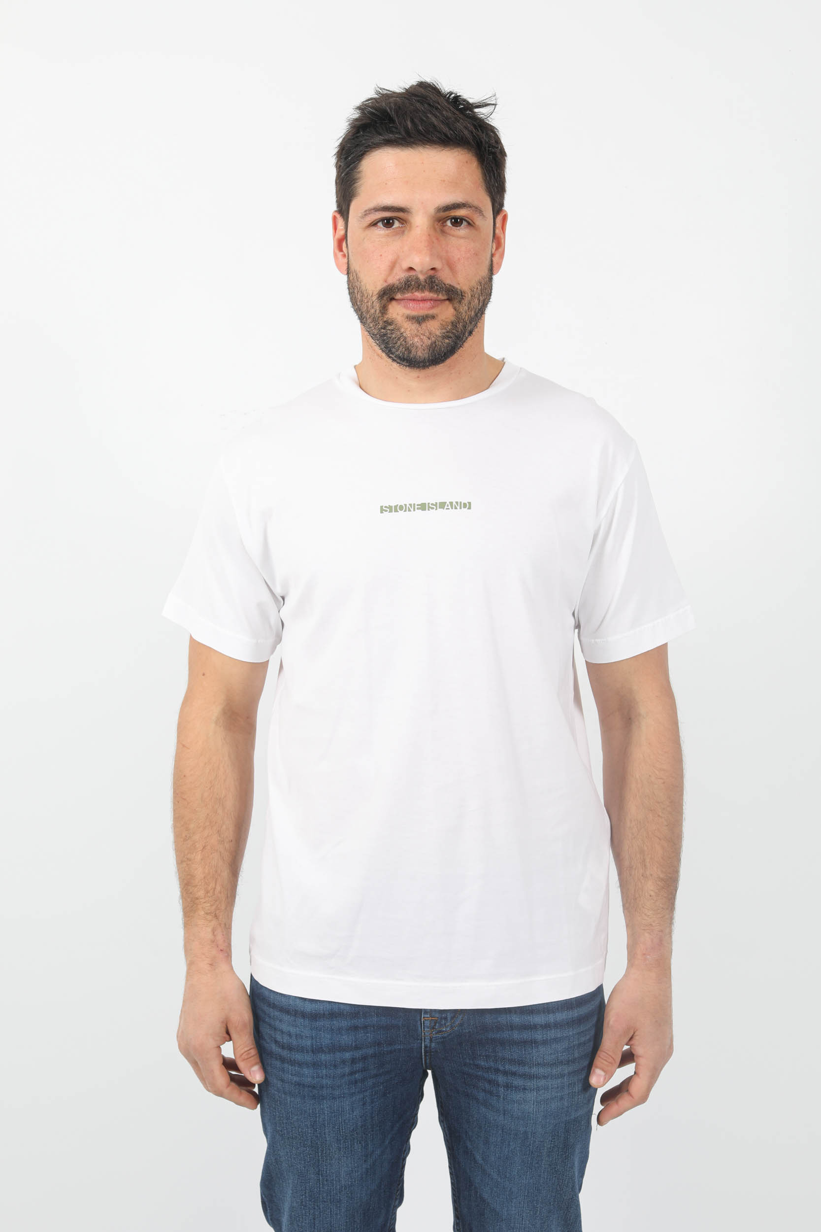 T-SHIRT STONE ISLAND BLANC LOGO CARRE 78152NS81-V0001