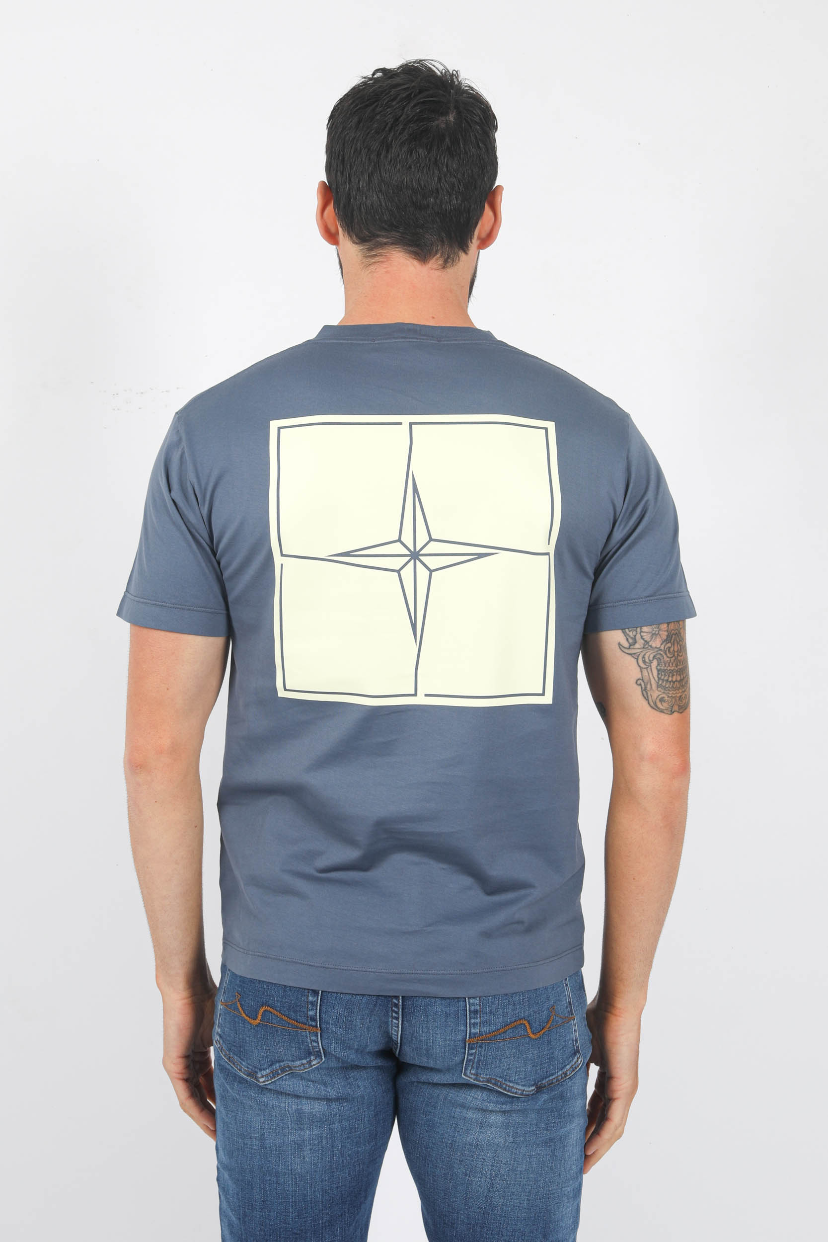 T-SHIRT STONE ISLAND BLEU LOGO CARRE 78152NS81-V0024