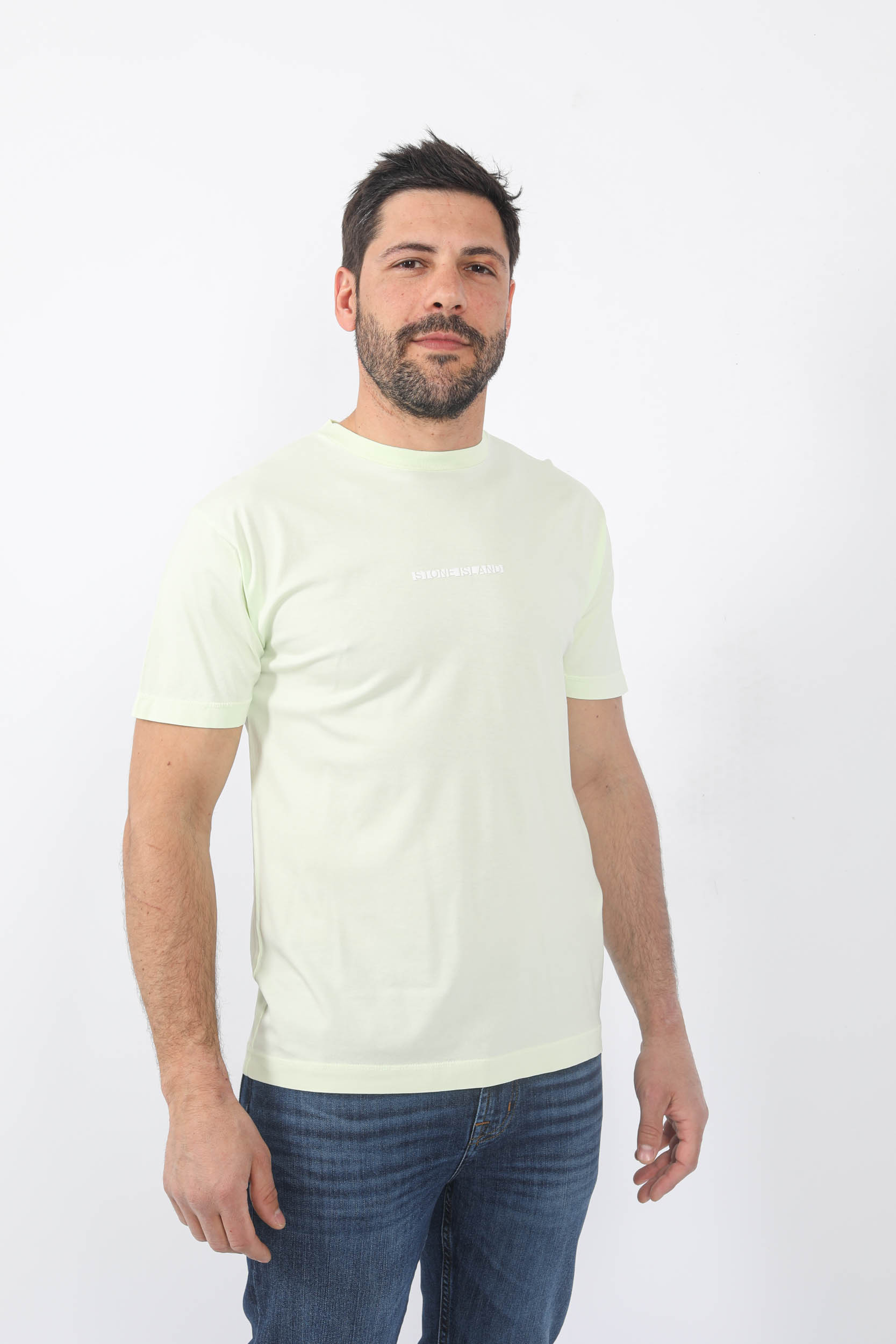 T-SHIRT STONE ISLAND JAUNE LOGO CARRE 78152NS81-V0052