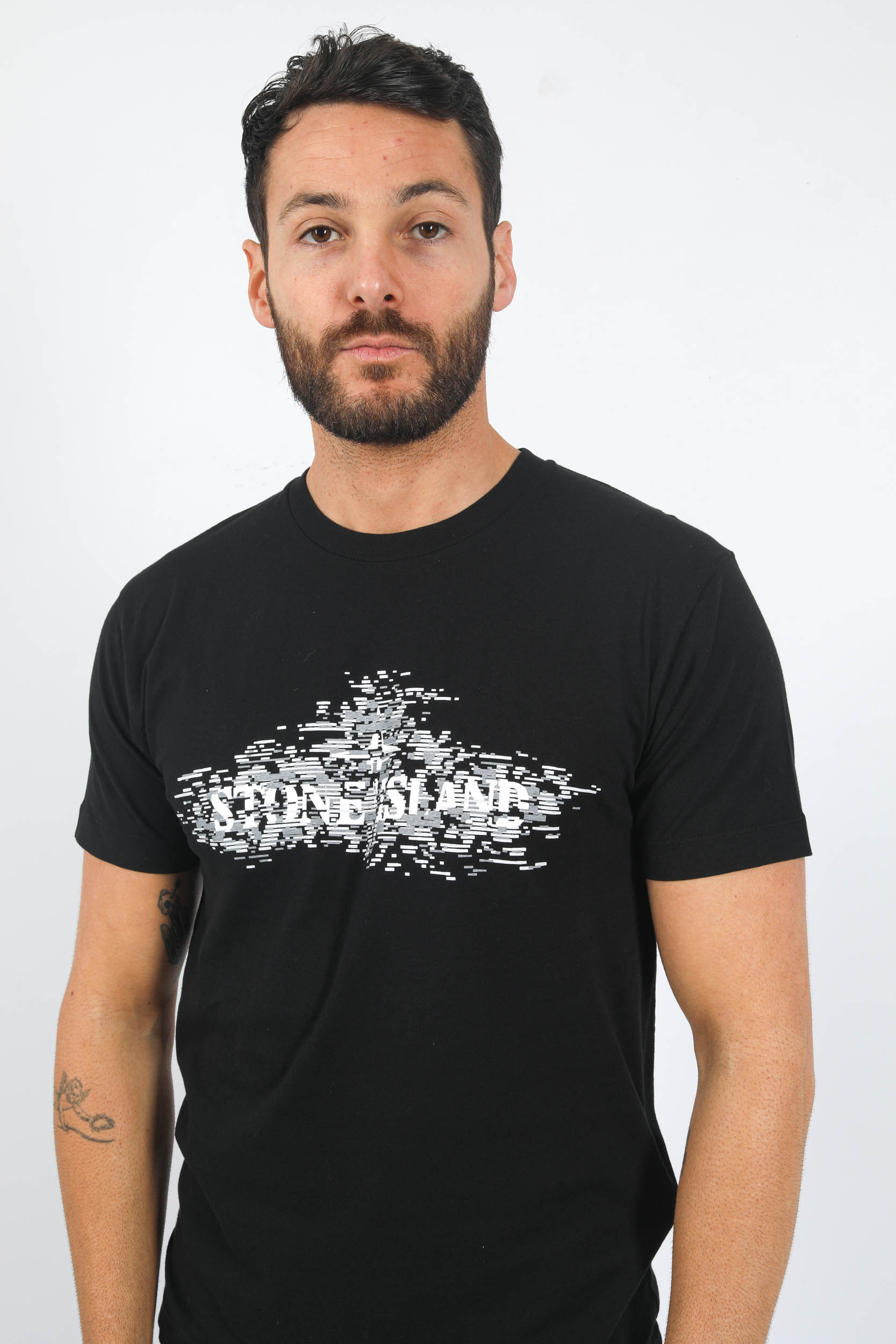 T-SHIRT STONE ISLAND NOIR LOGO PRINT 78152NS90-V0029
