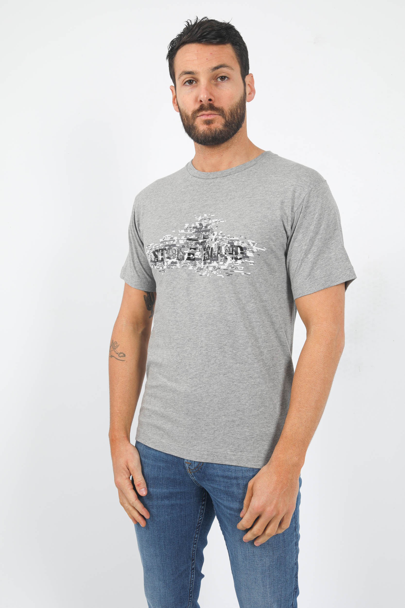 T-SHIRT STONE ISLAND GRIS LOGO PRINT 78152NS90-V0M64
