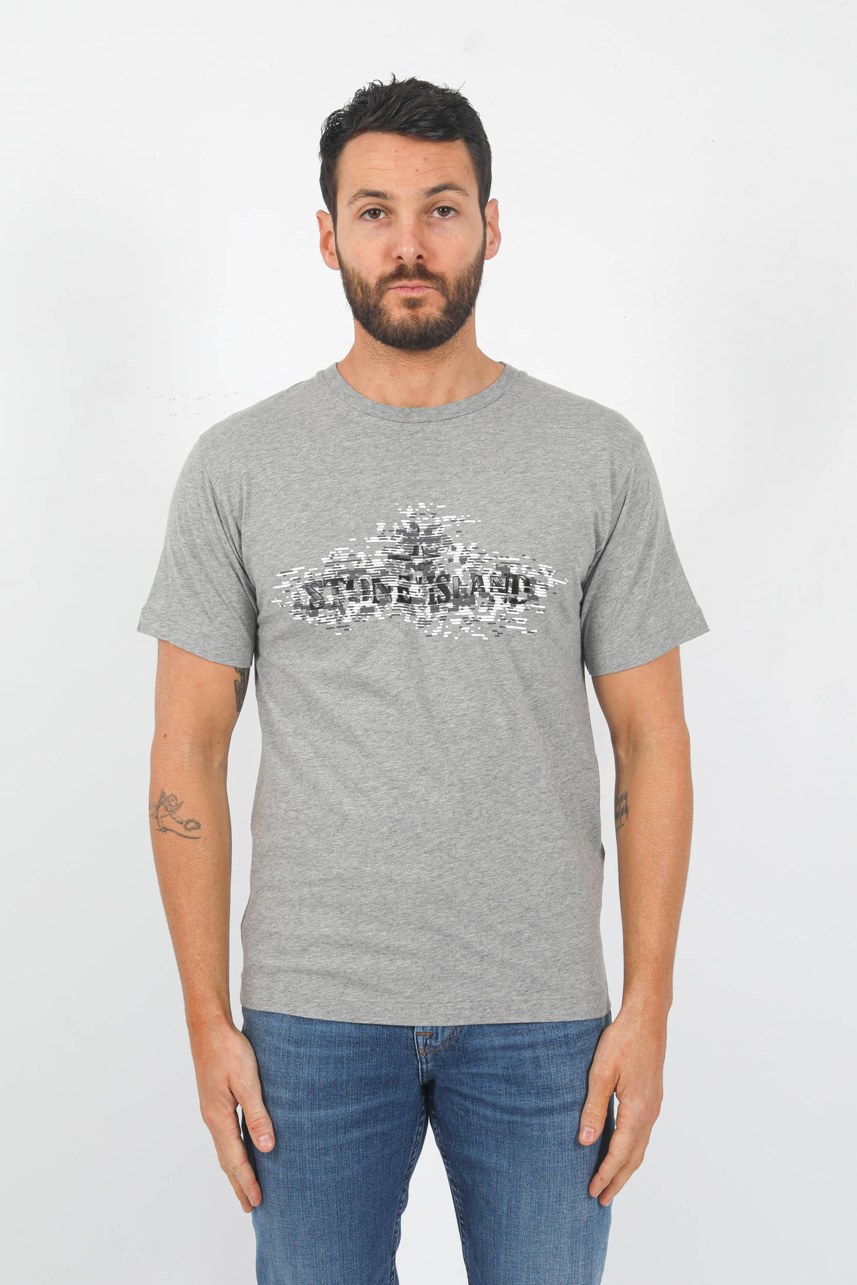 T-SHIRT STONE ISLAND GRIS LOGO PRINT 78152NS90-V0M64