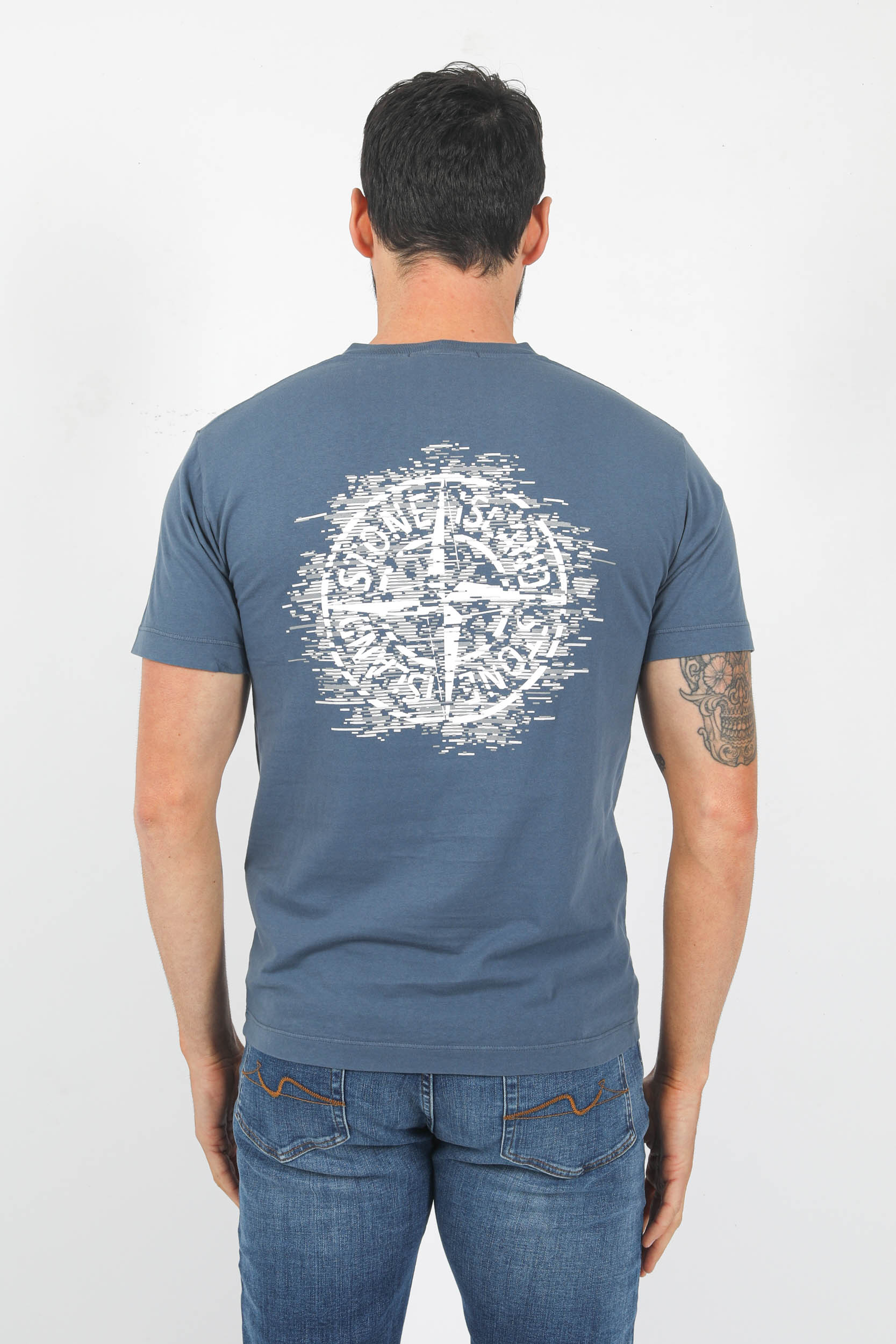 T-SHIRT STONE ISLAND BLEU LOGO DOS PRINT 78152NS89-V0024