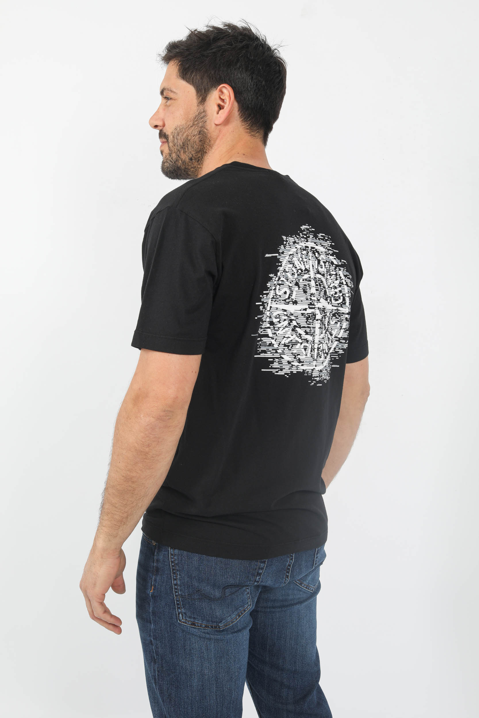 T-SHIRT STONE ISLAND NOIR LOGO DOS PRINT 78152NS89-V0029