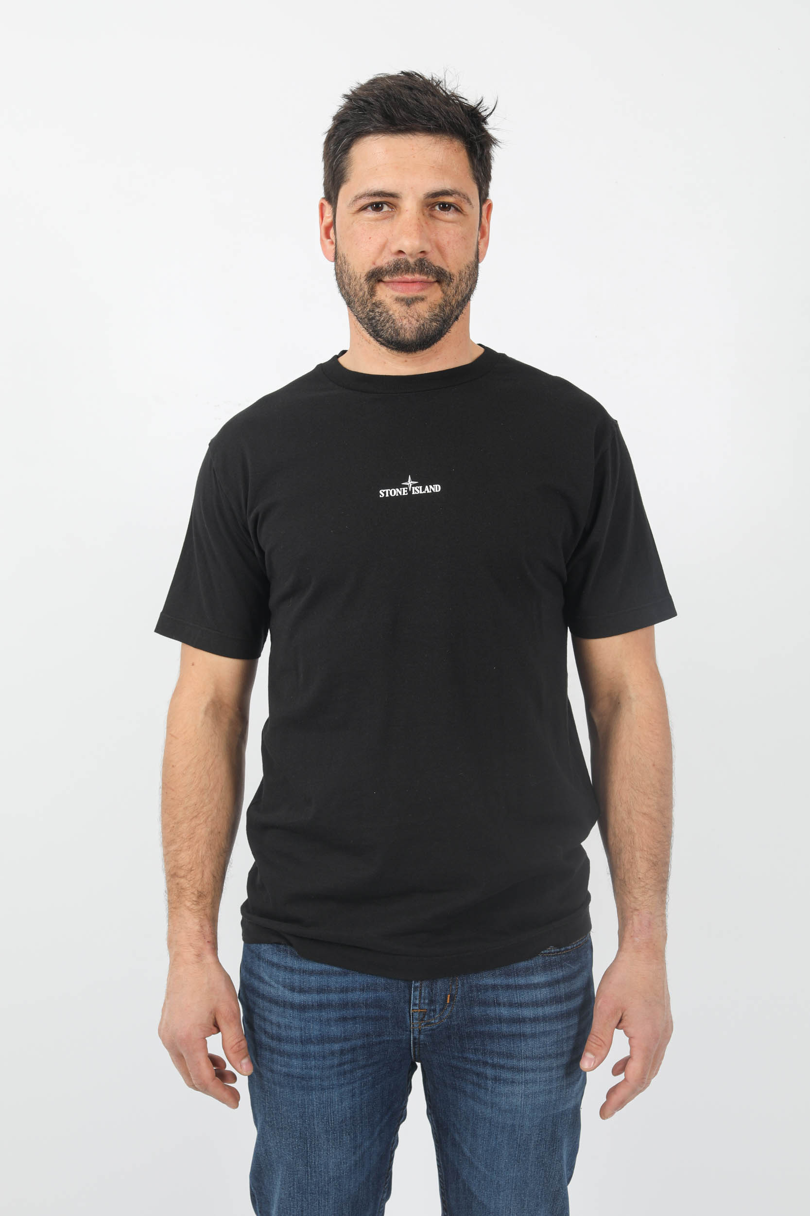 T-SHIRT STONE ISLAND NOIR LOGO DOS PRINT 78152NS89-V0029