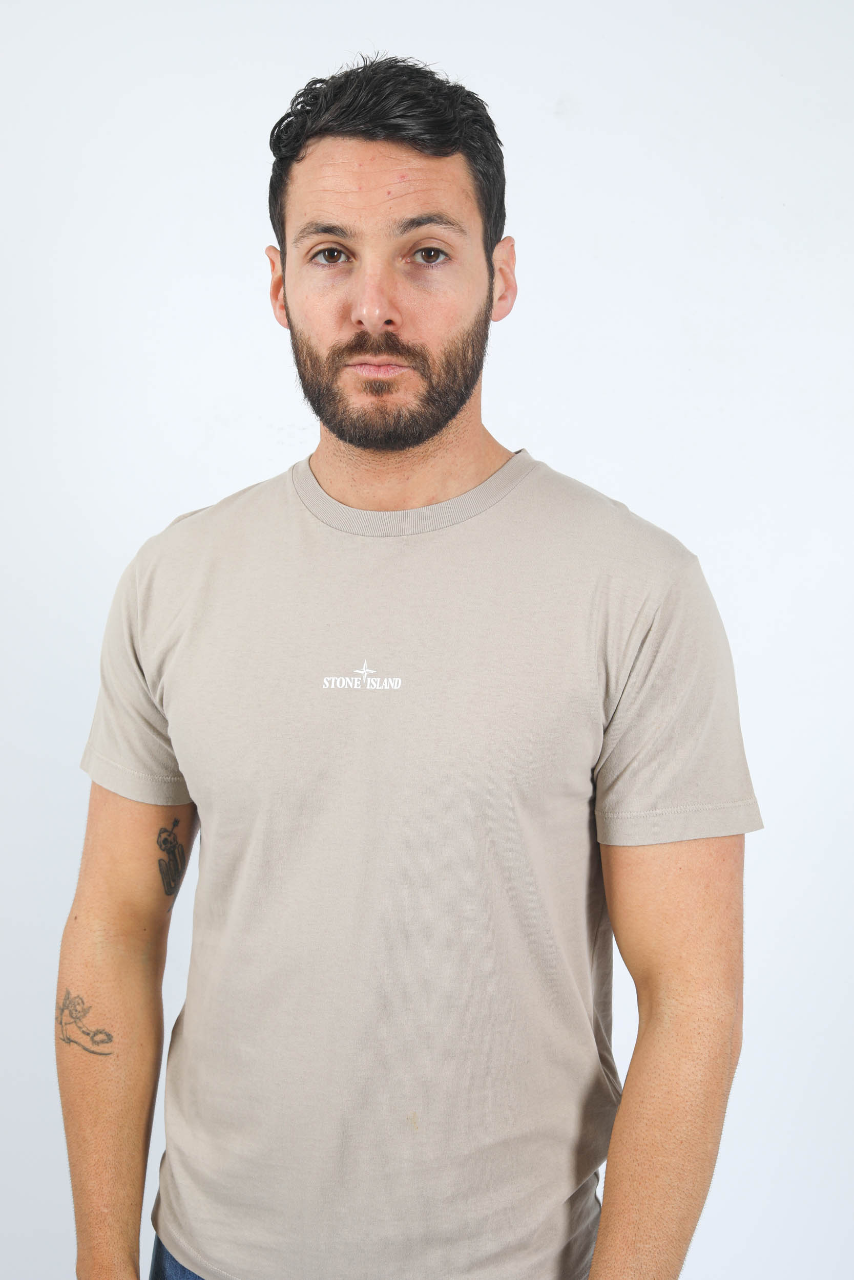 T-SHIRT STONE ISLAND BEIGE LOGO DOS PRINT 78152NS89-V0092