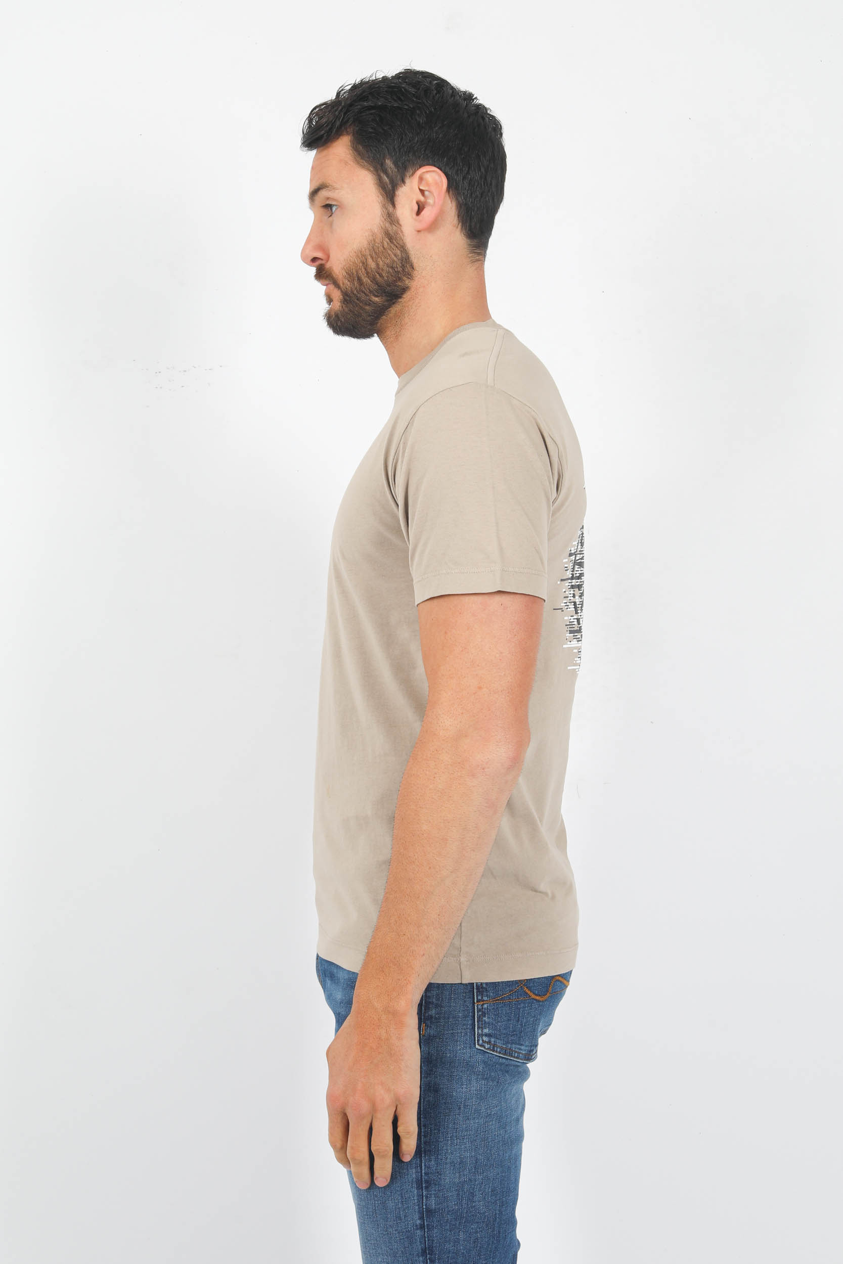 T-SHIRT STONE ISLAND BEIGE LOGO DOS PRINT 78152NS89-V0092