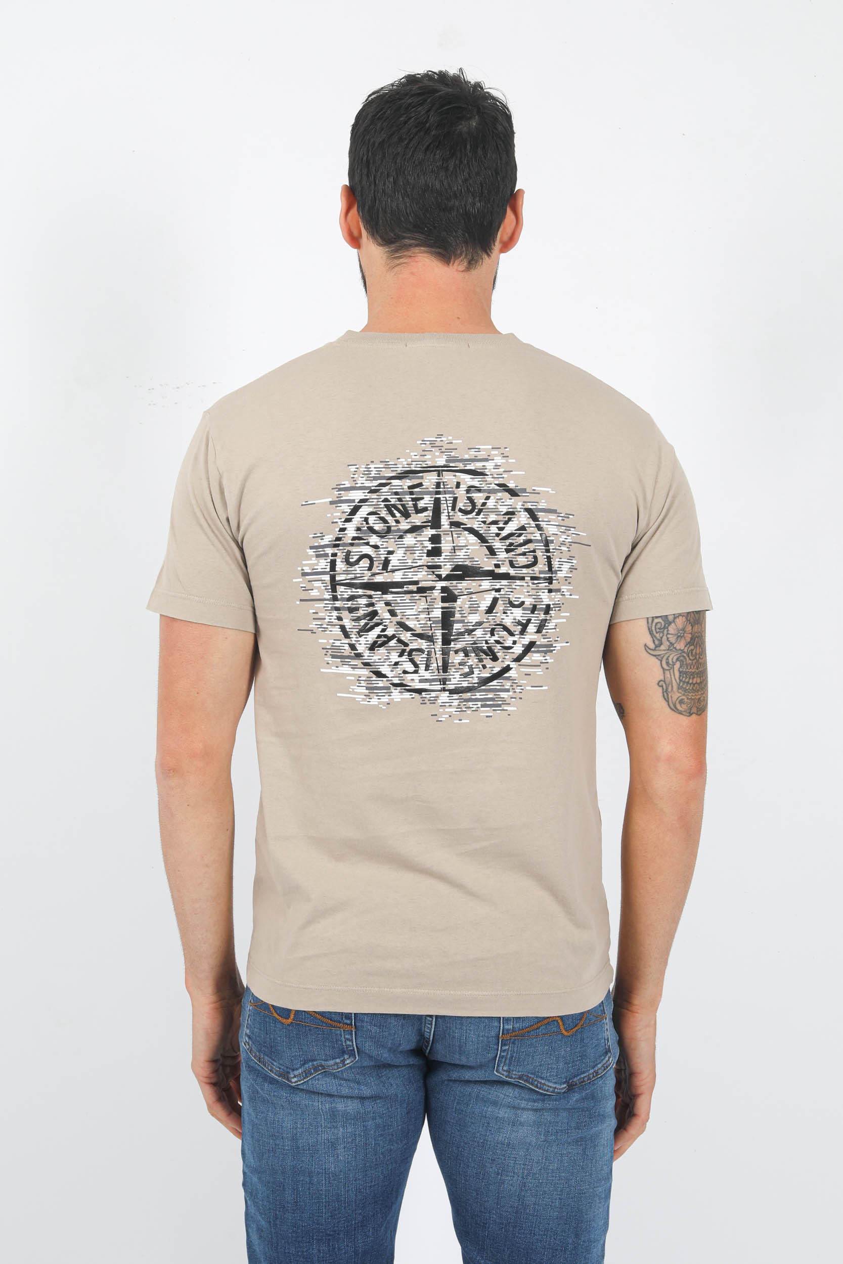 T-SHIRT STONE ISLAND BEIGE LOGO DOS PRINT 78152NS89-V0092
