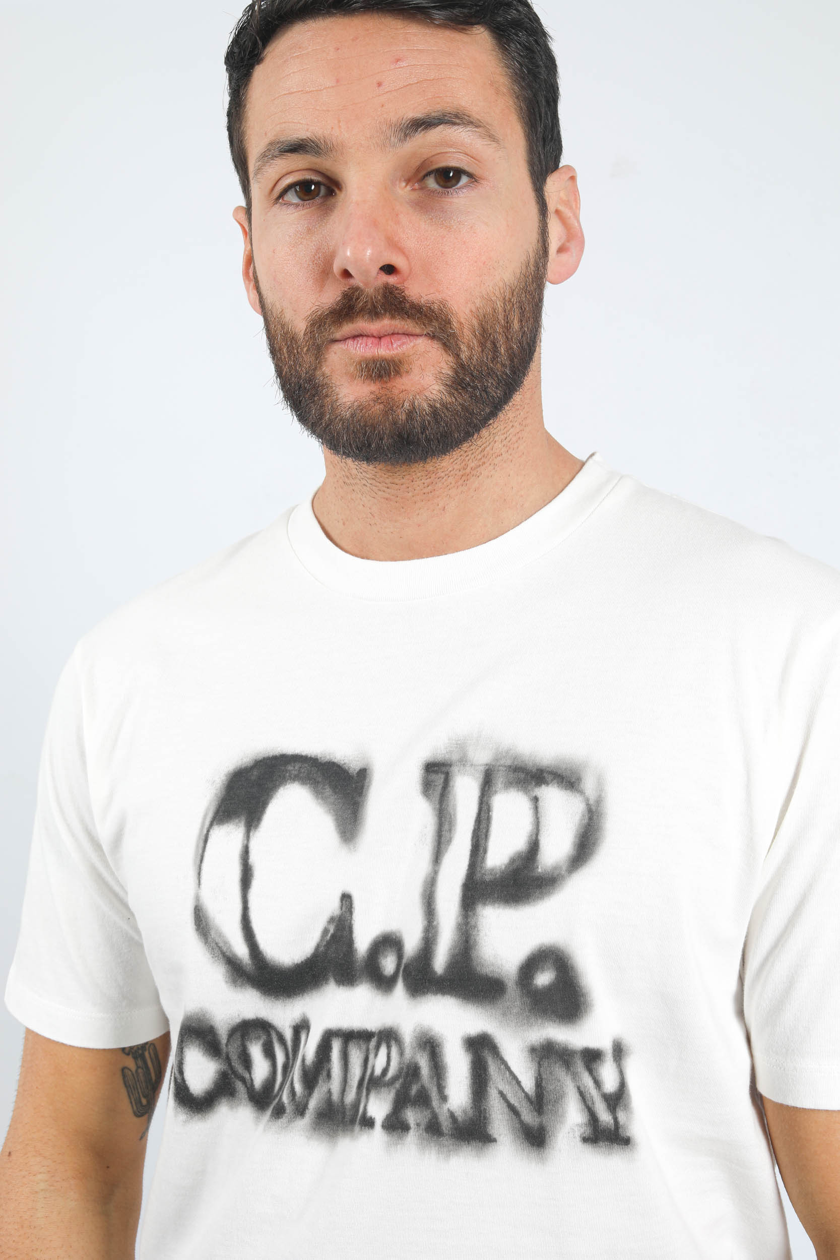 T-SHIRT C.P COMPANY BLANC GROS LOGO S348A-103