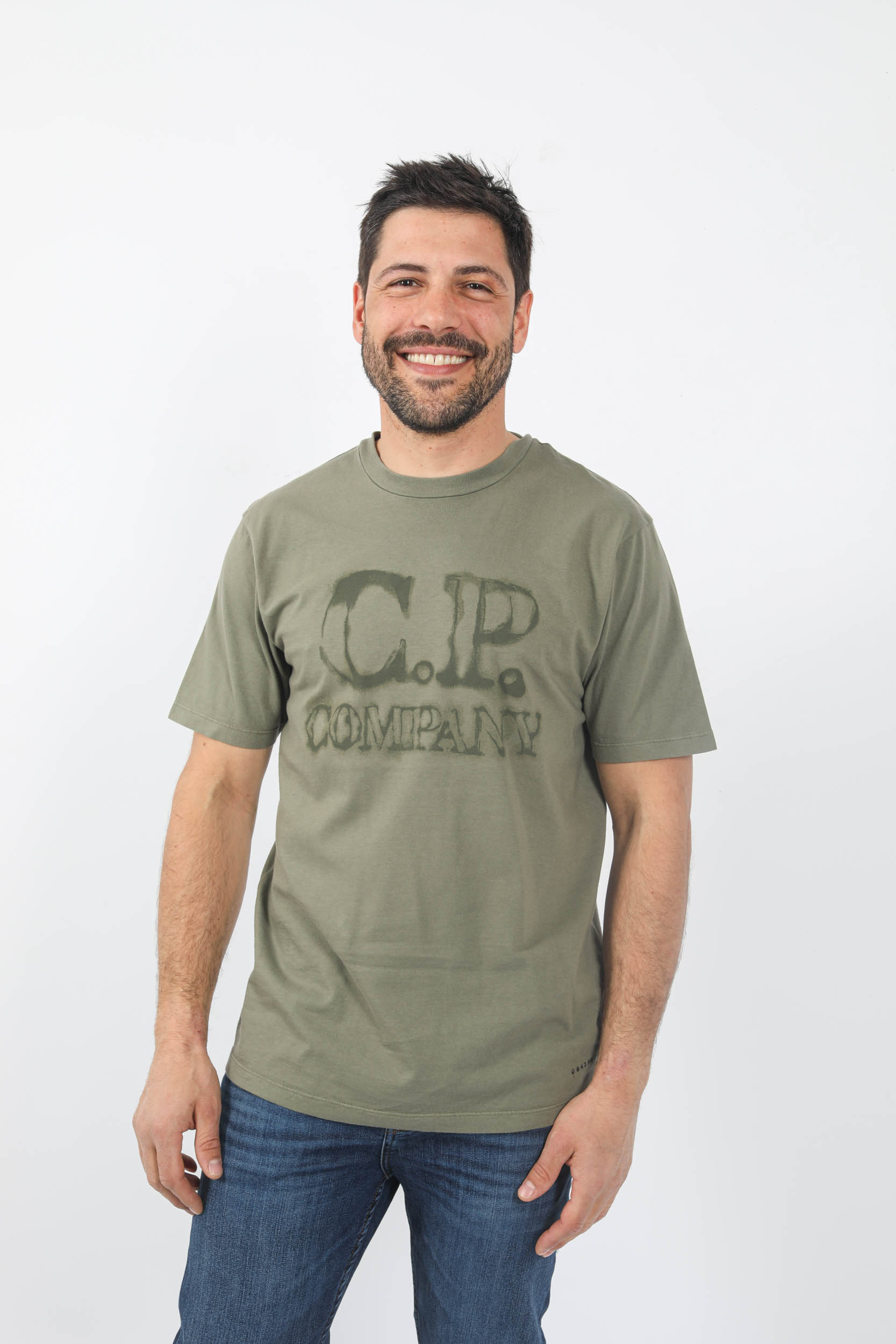 T-SHIRT C.P COMPANY KAKI GROS LOGO S348A-648