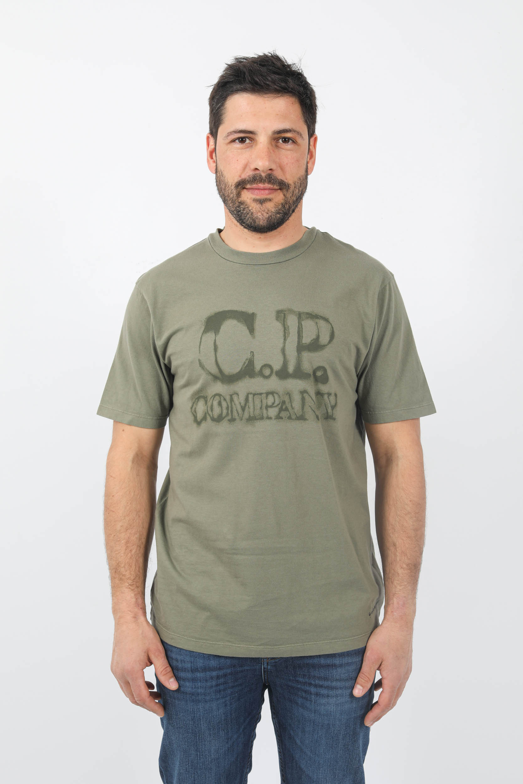 T-SHIRT C.P COMPANY KAKI GROS LOGO S348A-648