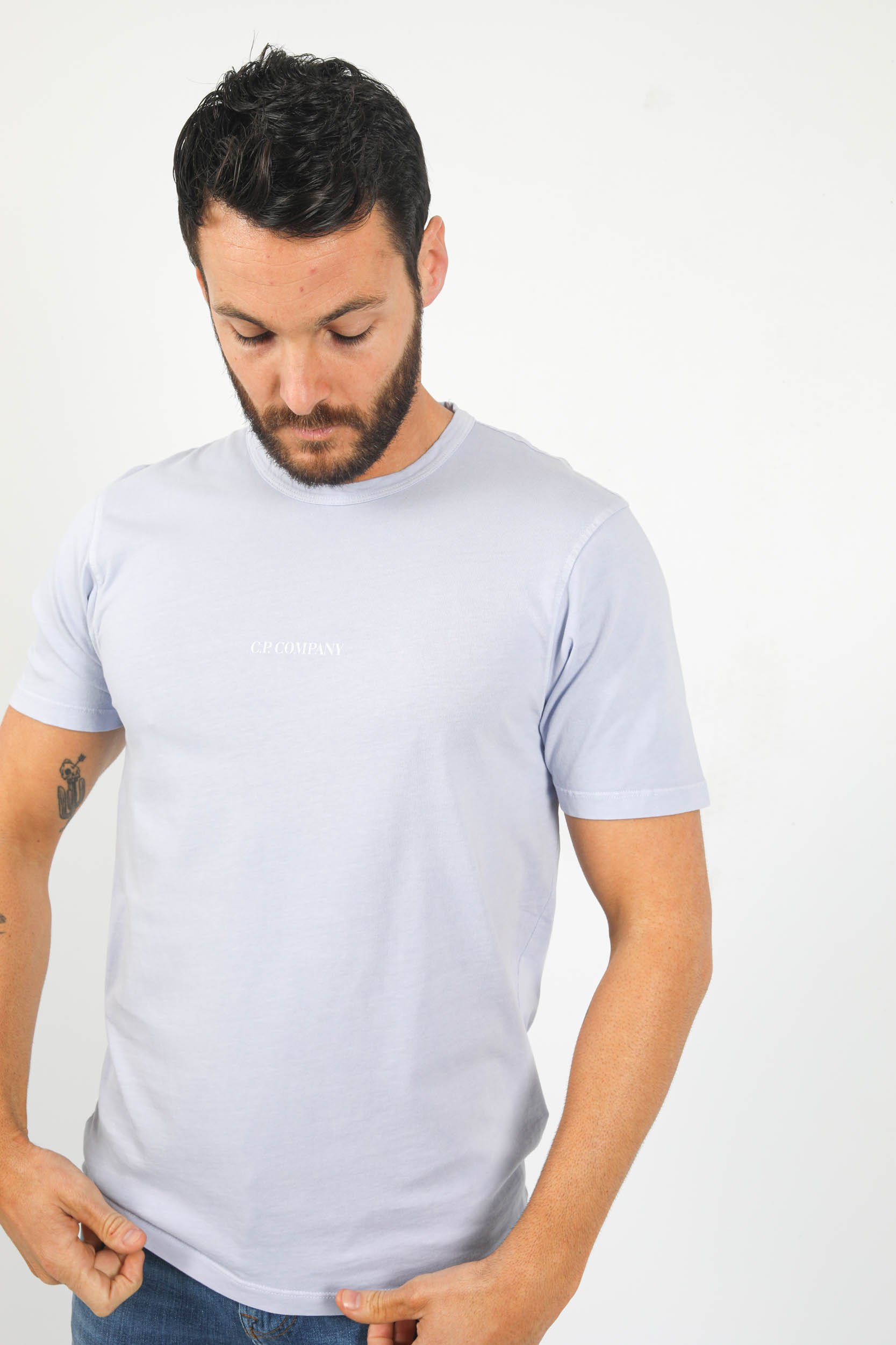 T-SHIRT C.P COMPANY LAVANDE LOGO POITRINE S142A-750