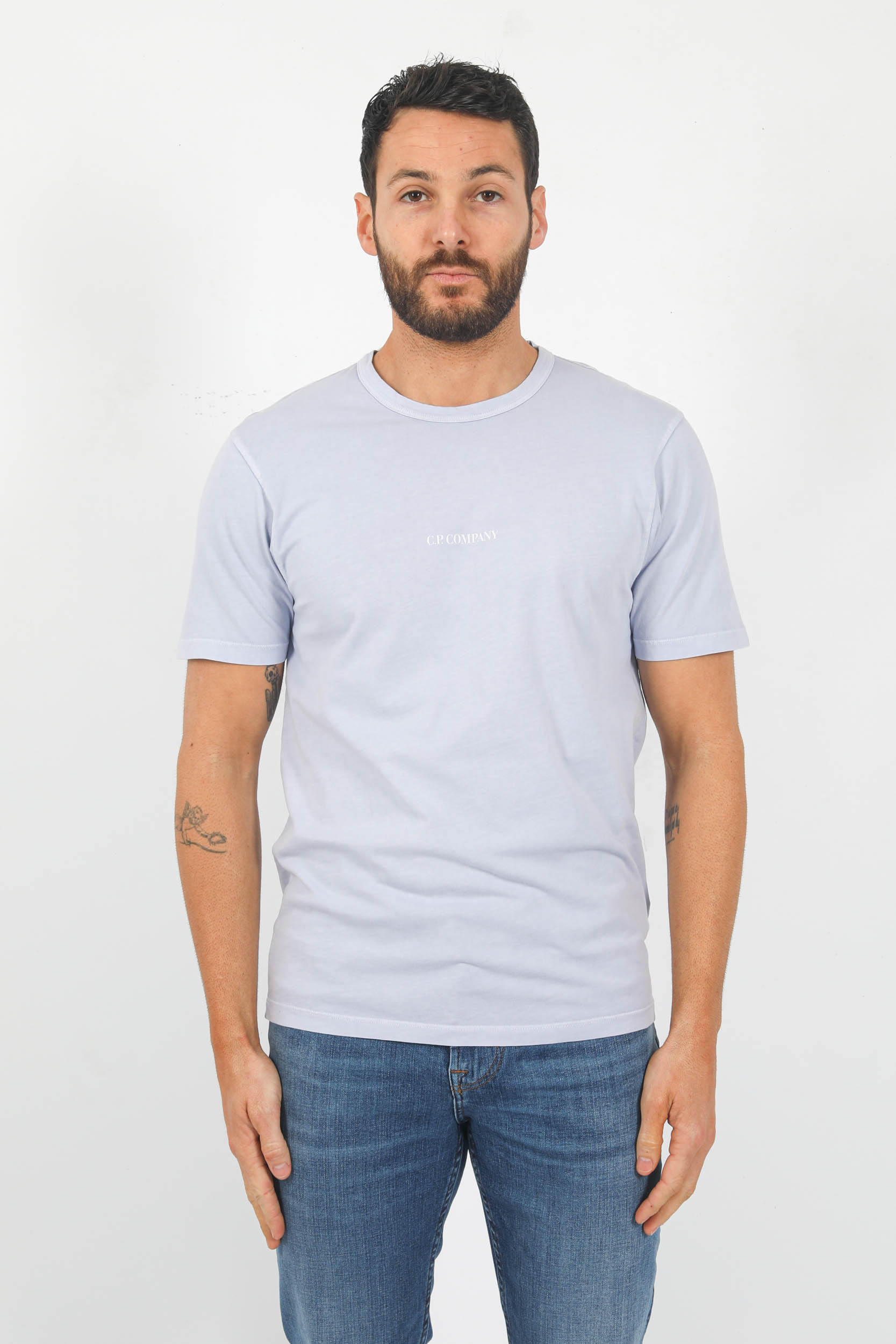 T-SHIRT C.P COMPANY LAVANDE LOGO POITRINE S142A-750