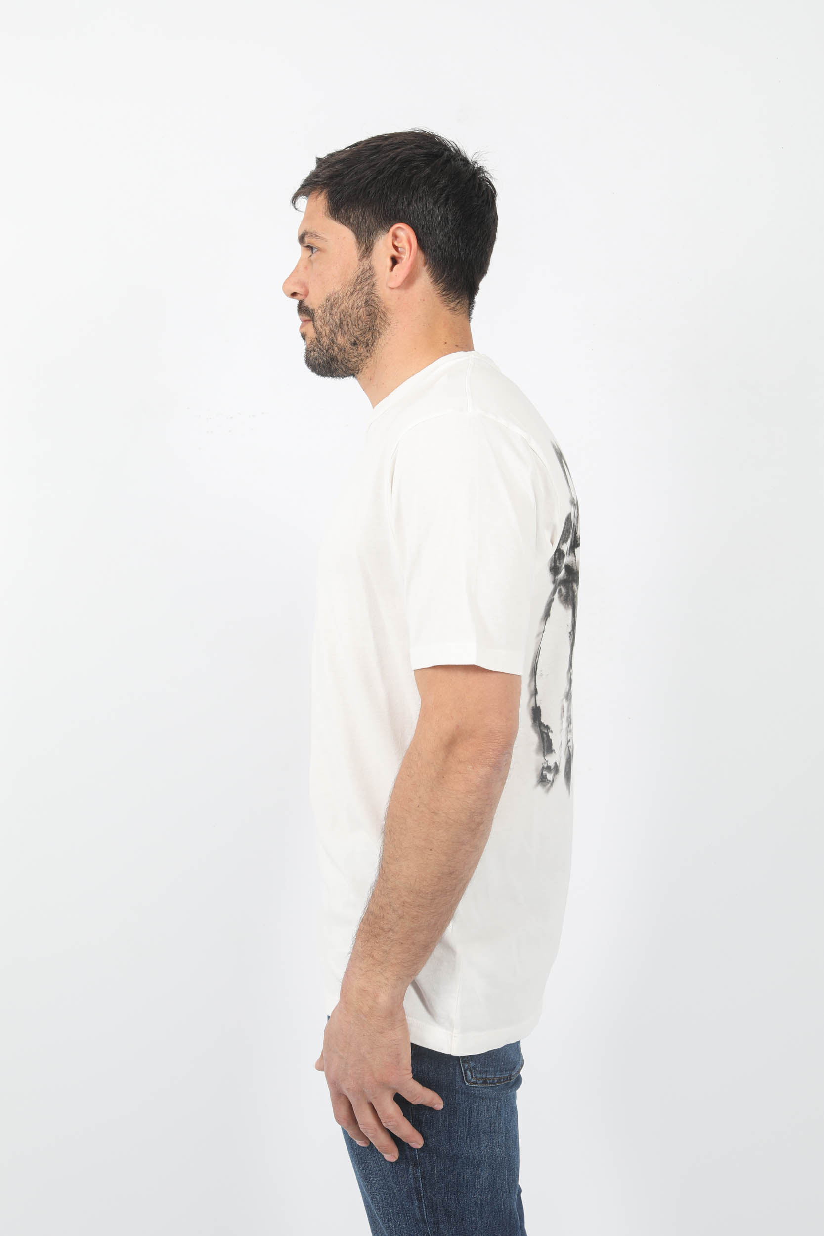 T-SHIRT C.P COMPANY BLANC LOGO MARIN S346A-103